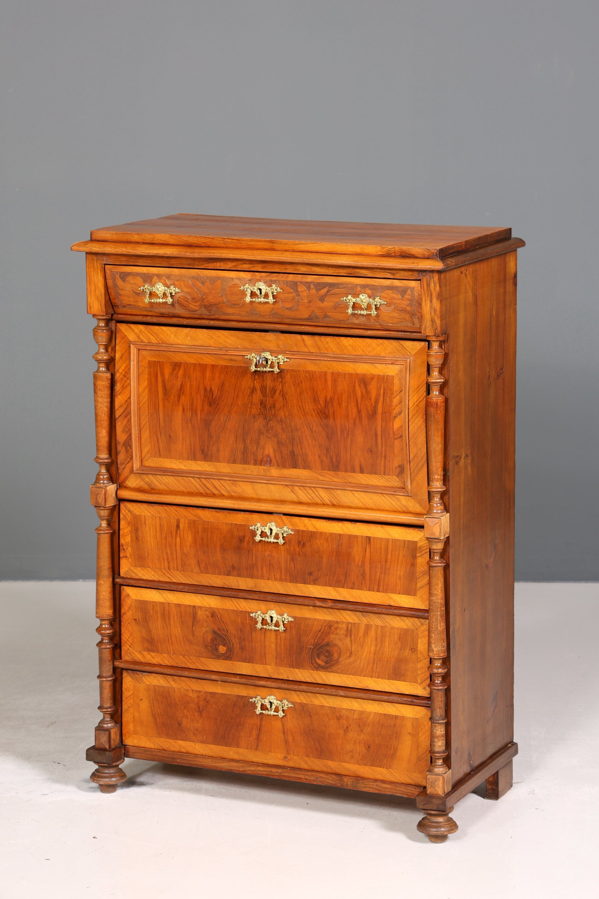 Edler Gründerzeit Sekretär Vertiko Highboard Louis Philippe Kommode um 1880