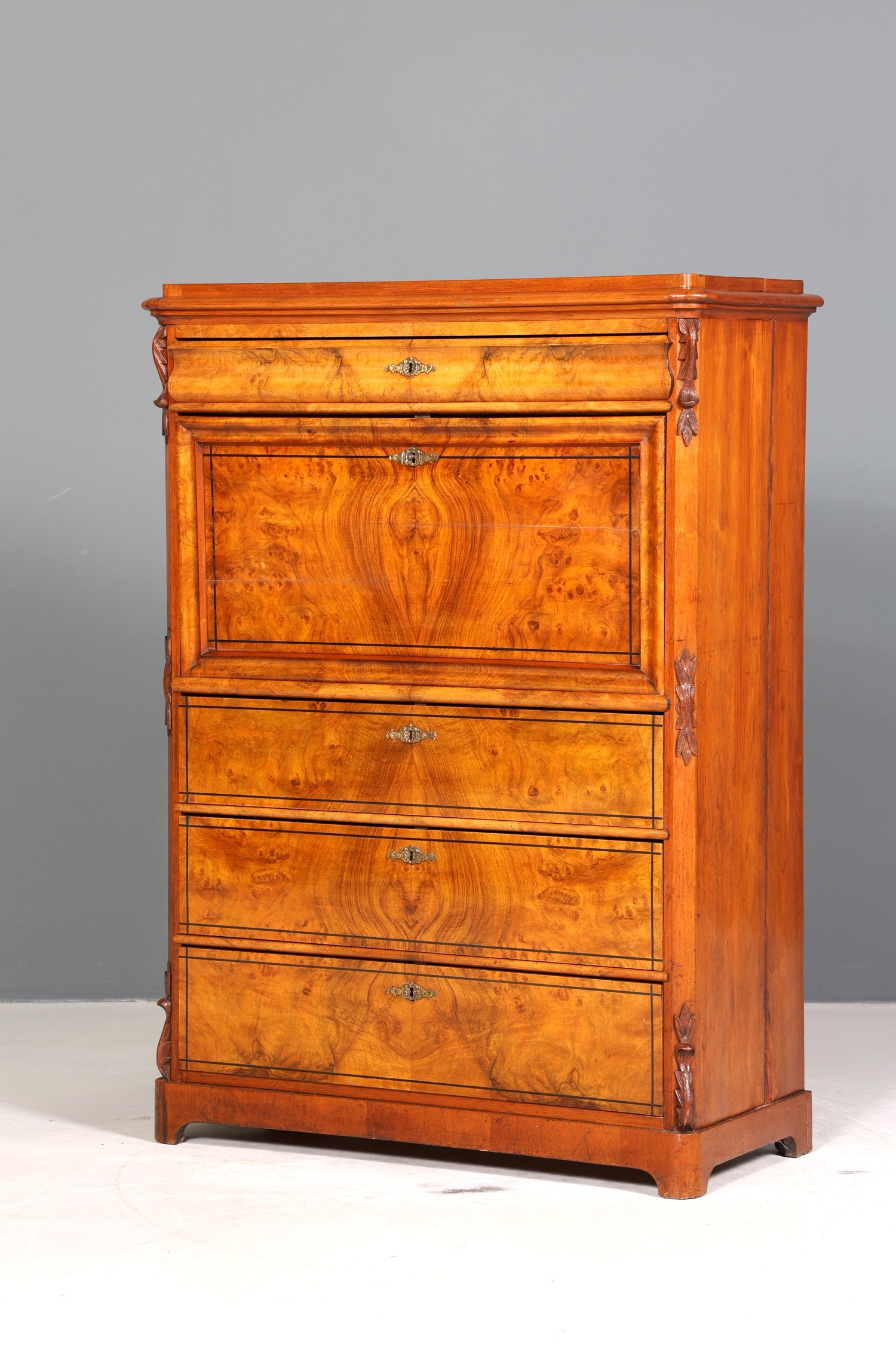 Stilvoller Louis Philippe Sekretär um 1880 Gründerzeit Antik Vertiko Schrank Chiffoniere Schubladenkommode
