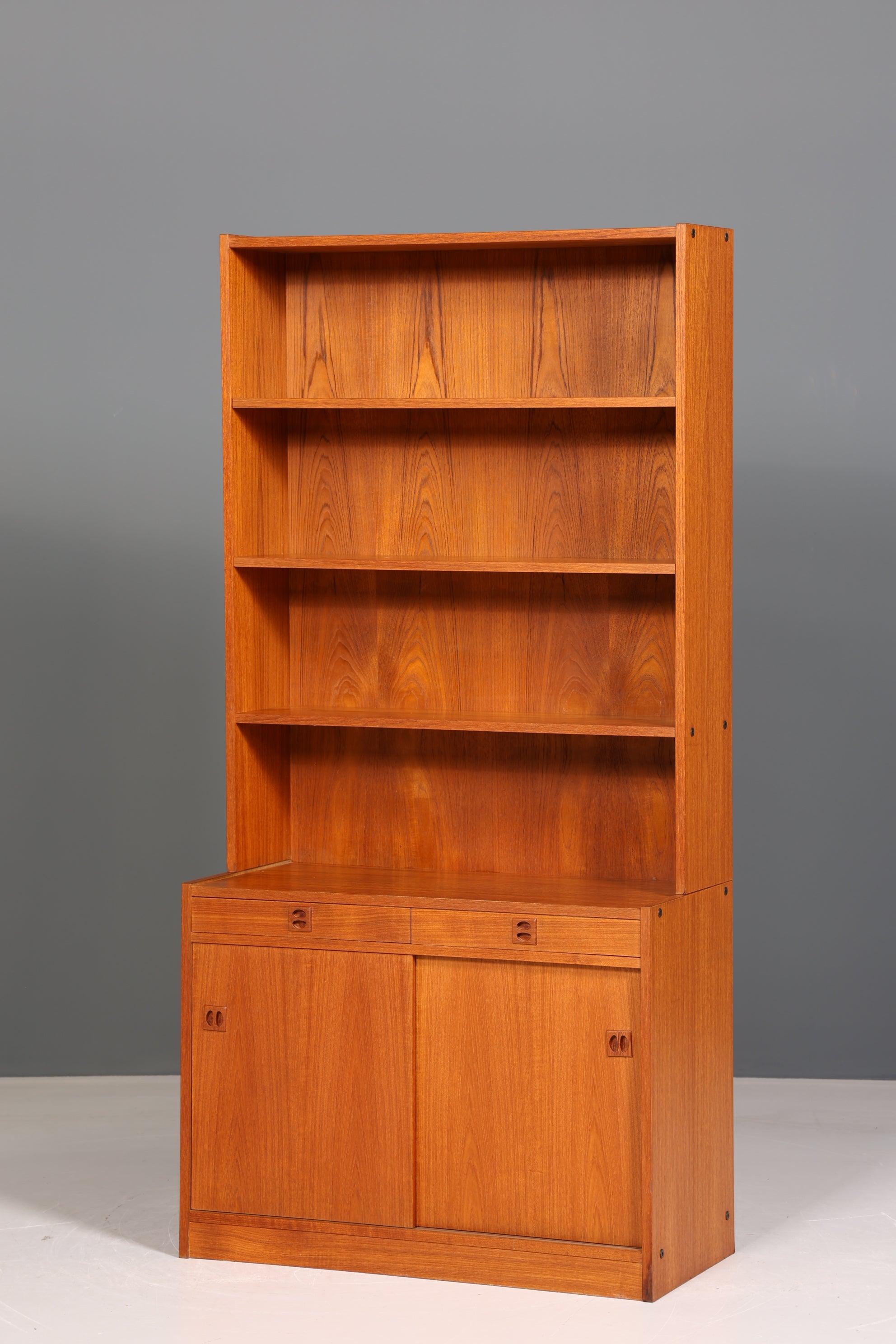 Wunderschönes Mid Century Regal Schiebetür Bücherregal Teak Holz Kommode 60er Jahre