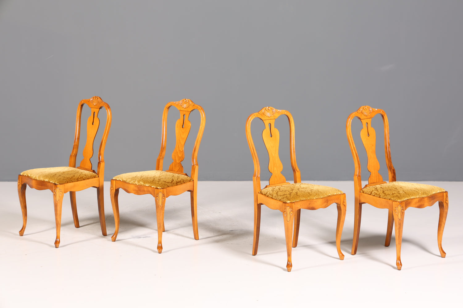 4x Wunderschöne Chippendale Stühle Barock Stil Stuhlset Polsterstuhl Set Küchenstühle Esszimmer Stühle