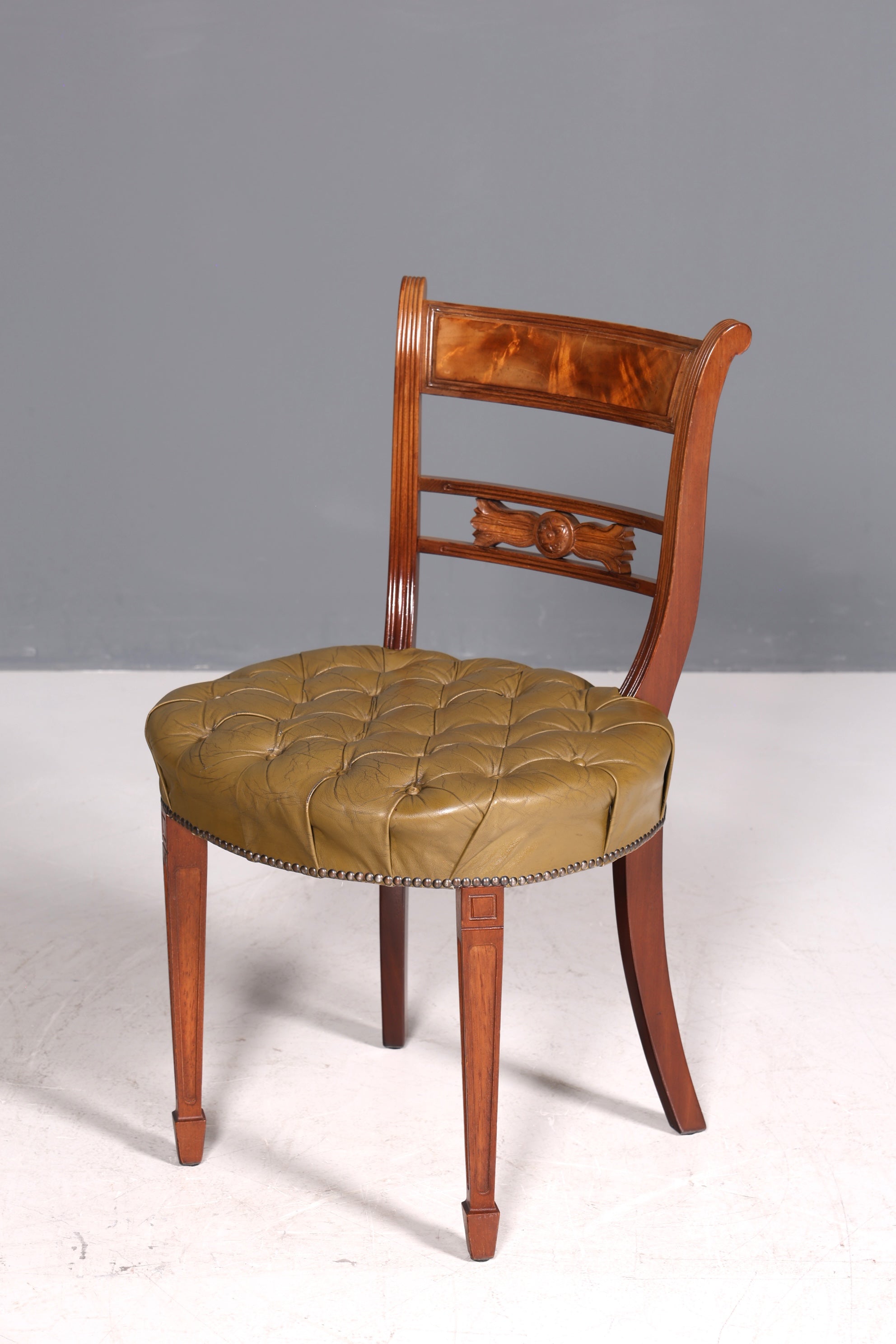 Wunderschöner Chesterfield Stuhl Anno Dom Sekretär Stuhl Englisch echt Leder Küchenstuhl 4 von 4