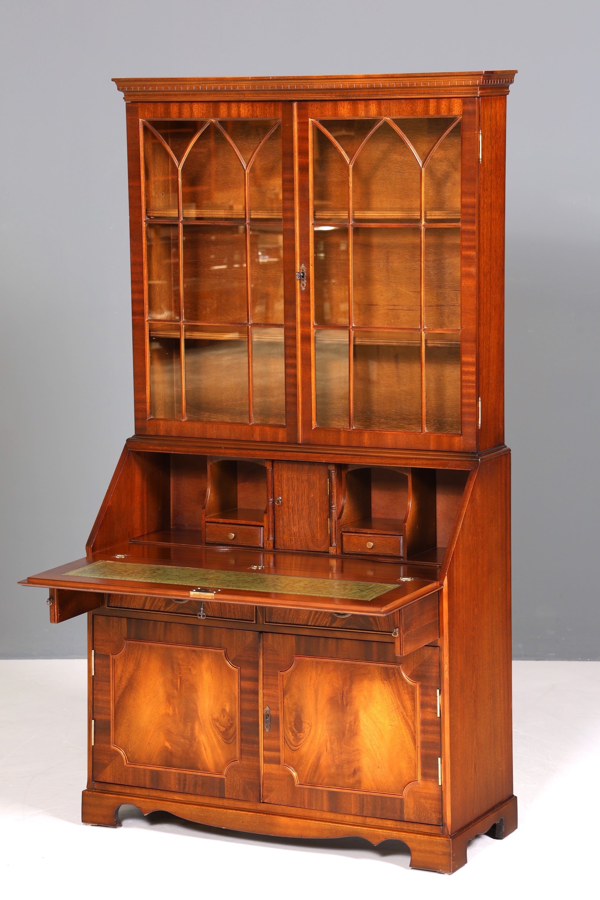 Traumhafter Englischer Sekretär Büro Aufsatzsekretär Antik 60S Vitrinen Schrank UK
