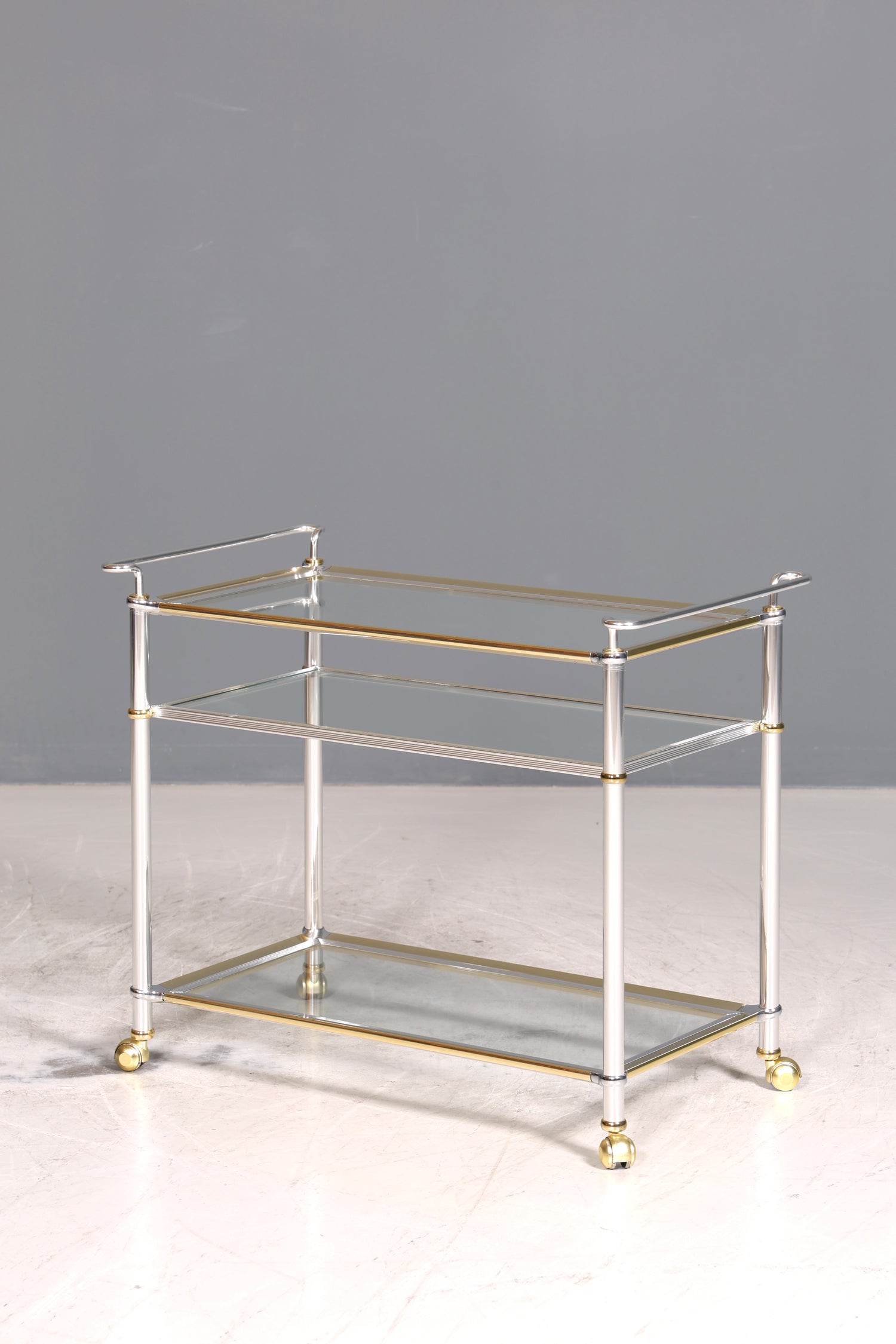 Wunderschöner Servierwagen Glas Vintage Barwagen Chrome Teewagen