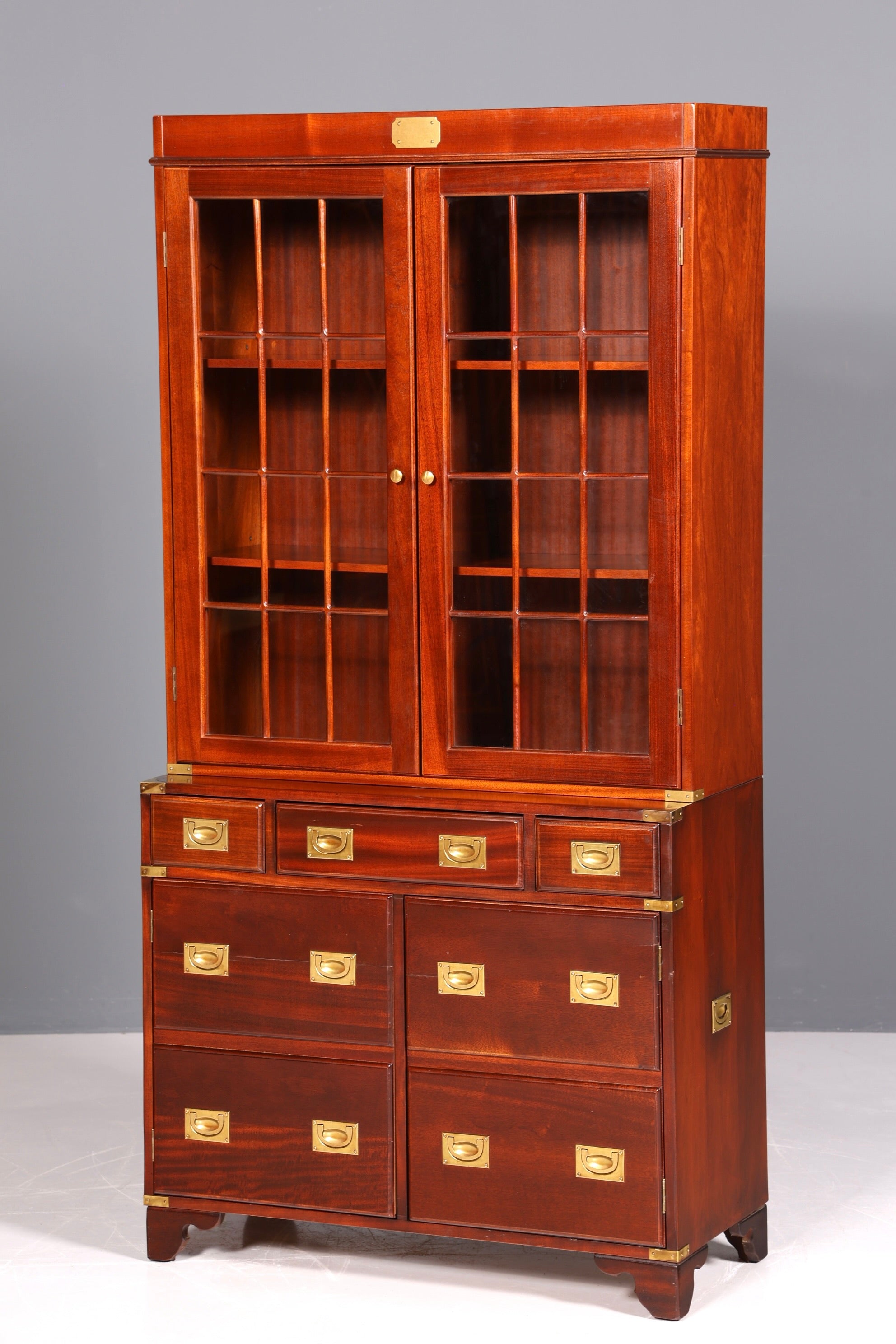 Wunderschöner Maritimer Vitrinenschrank Englischer Schrank echt Holz Bibliothek Englische Anrichte