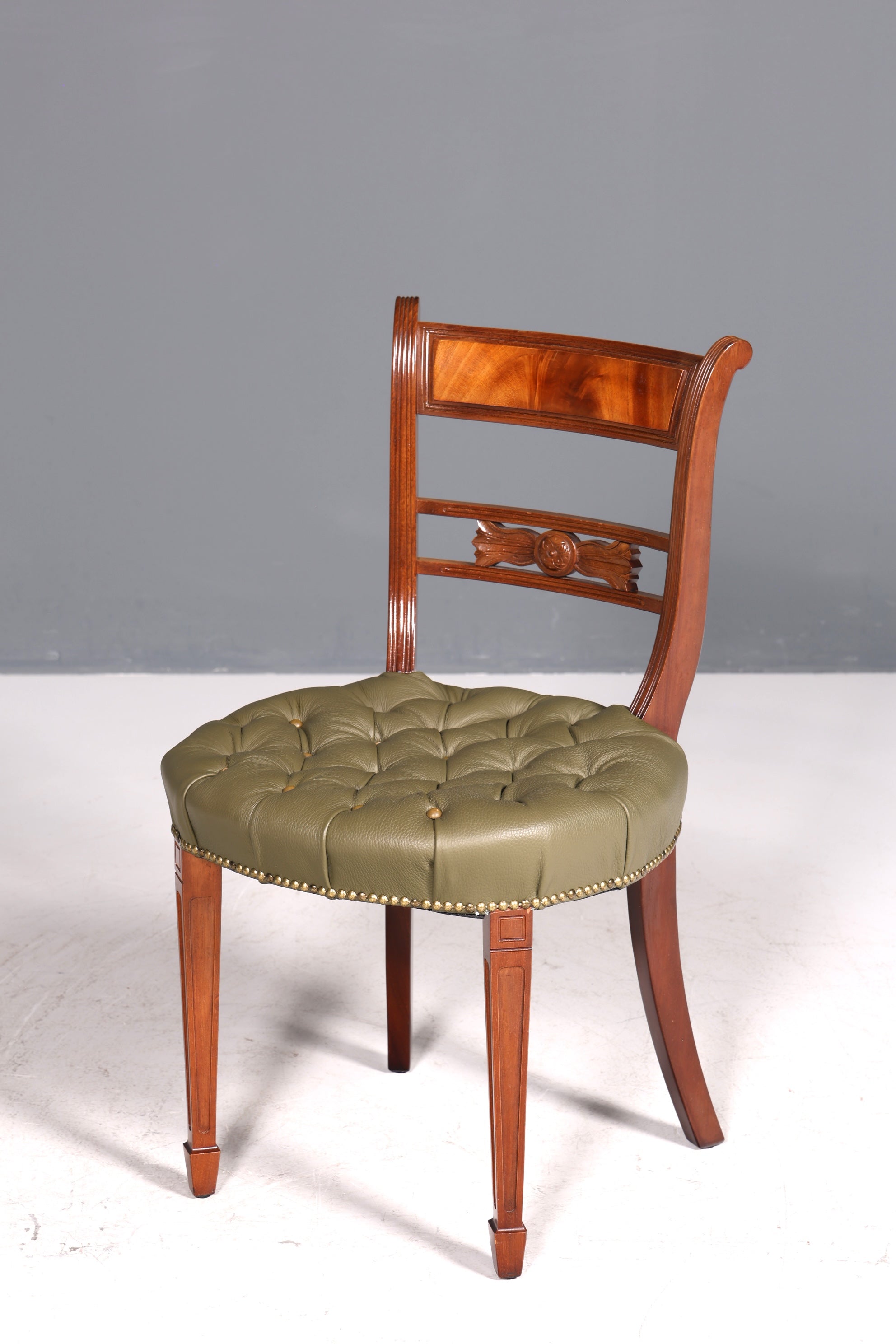 Wunderschöner Chesterfield Stuhl Anno Dom Sekretär Stuhl Englisch echt Leder Küchenstuhl 2 von 4