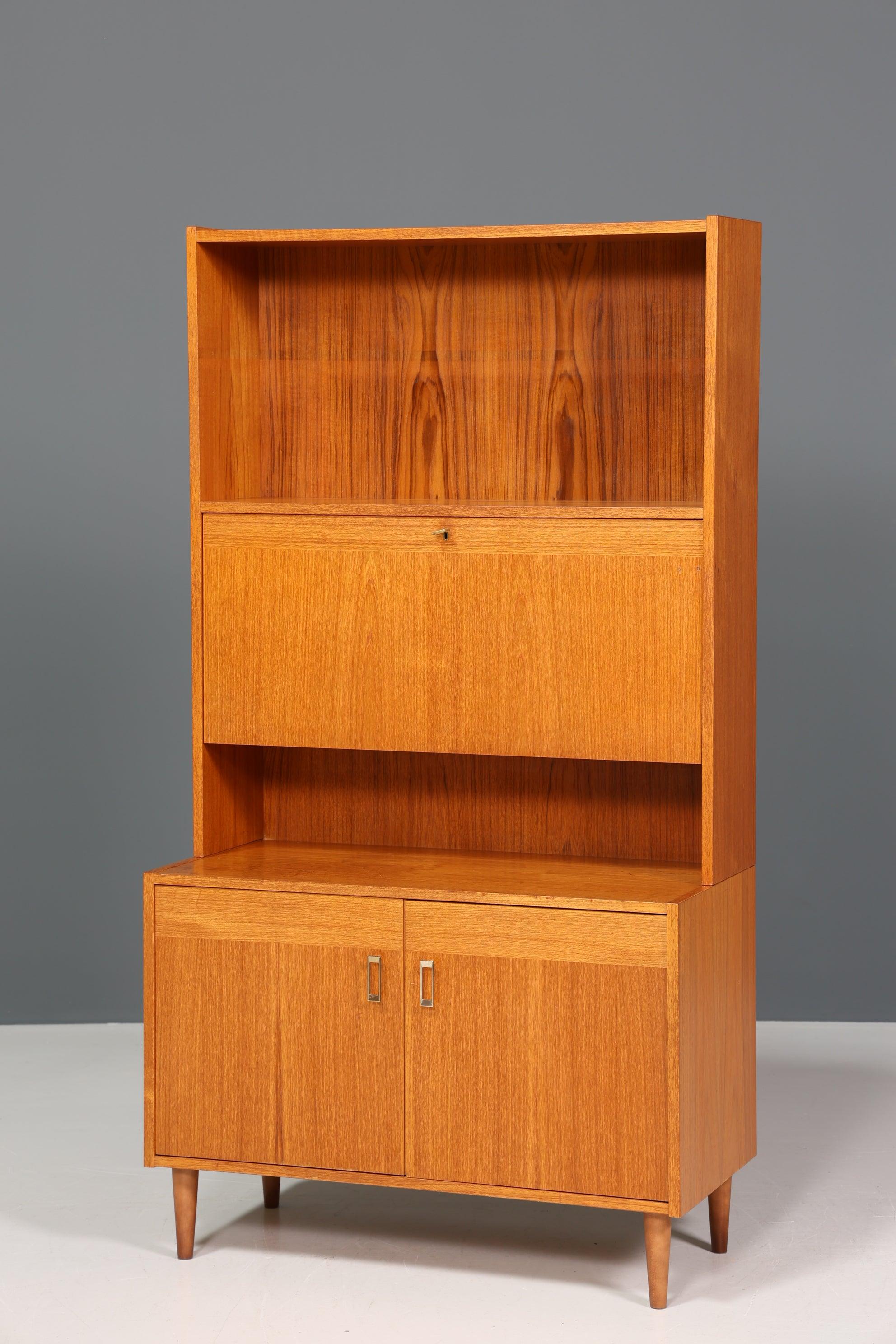 Schlichter Mid Century Schrank Vintage Highboard Sekretär Holz Regal 60er Jahre
