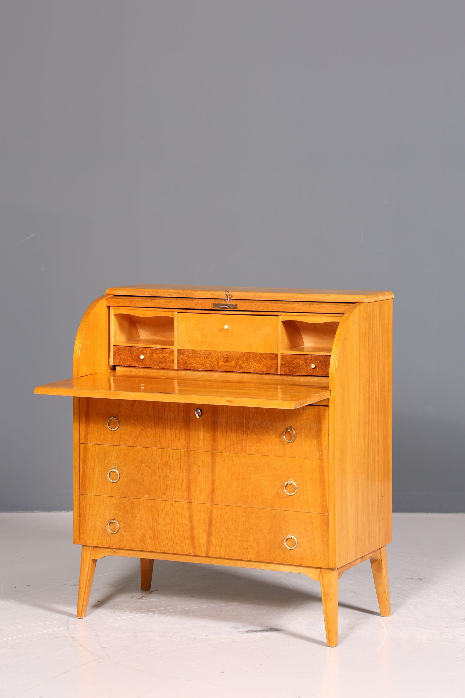 Traumhafter Mid Century Rollladen Sekretär echt Holz Büro Schrank Vintage Schreibkommode