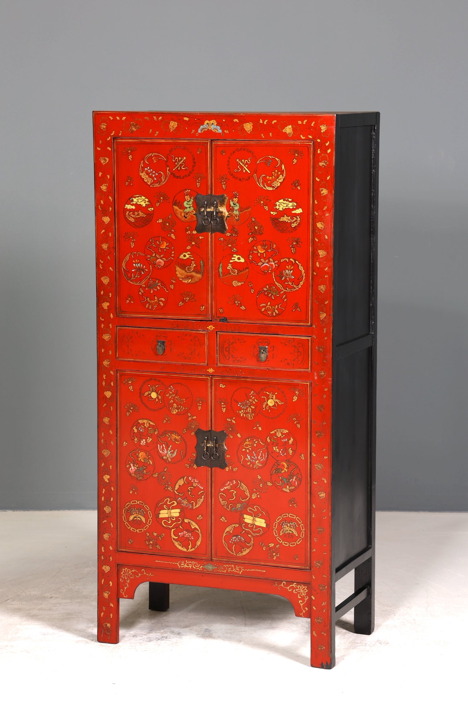 Traumhafter Chinesischer Schrank Vertiko China Kommode mit Asiatischen Motiven Wäscheschrank Aktenschrank