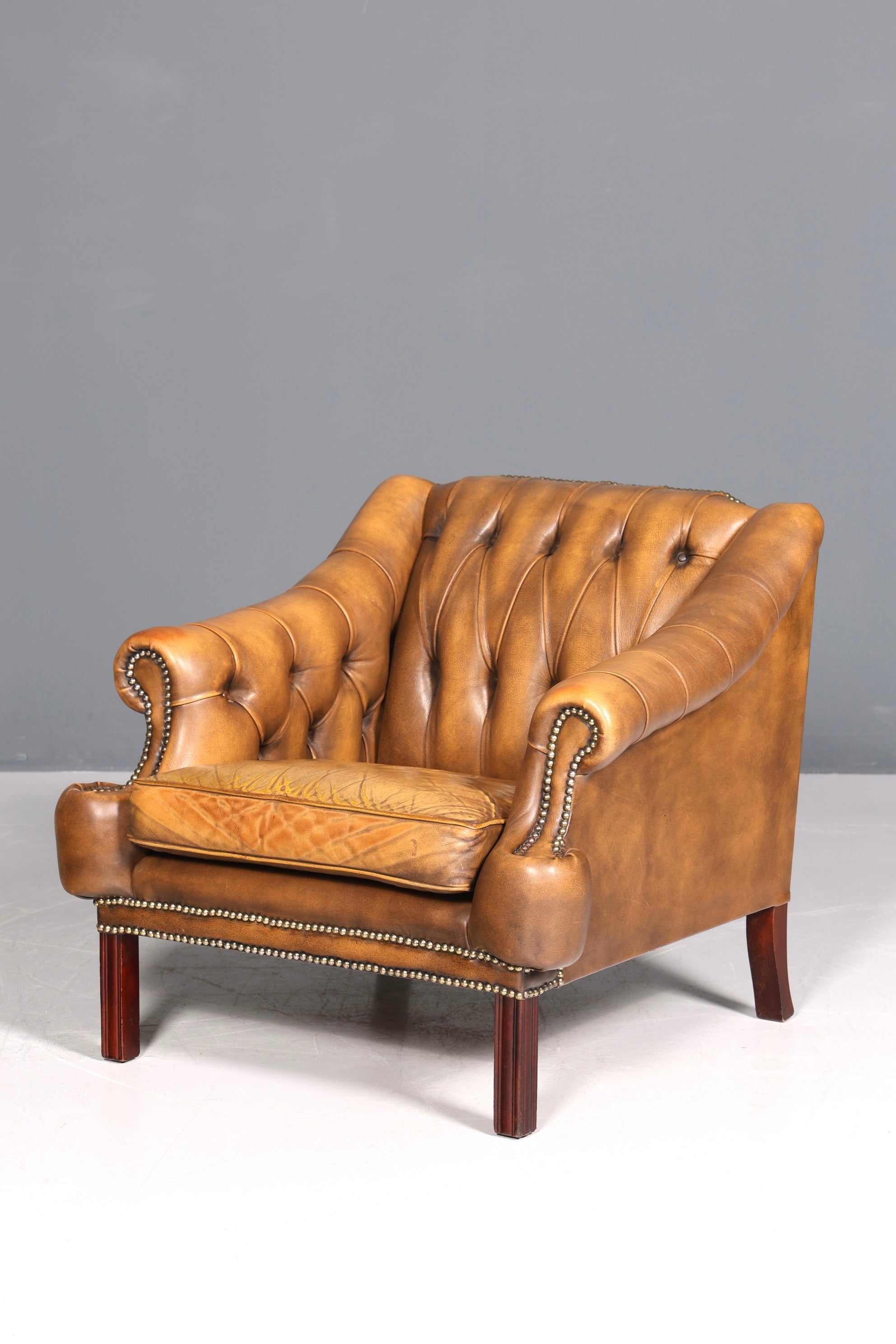 Wunderschöner seltener Chesterfield Sessel Englische Leder Armlehnsessel Herrensessel 2 von 2