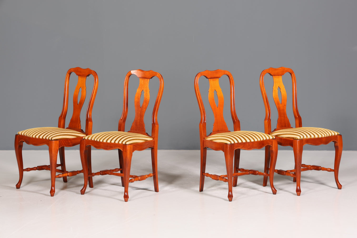 4x Wunderschöne Chippendale Stühle Barock Stil Stuhlset Polsterstuhl Set Englisch Küchenstühle Esszimmer Stühle