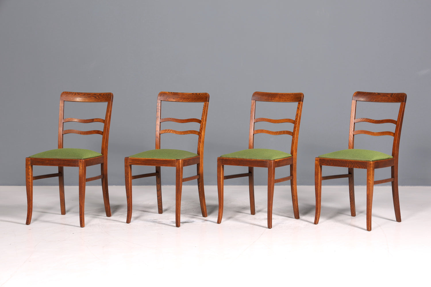 4x Wunderschöne Jugendstil Stühle Stuhl Set Antik Eiche Küchenstühle Esszimmer Stühle um 1900