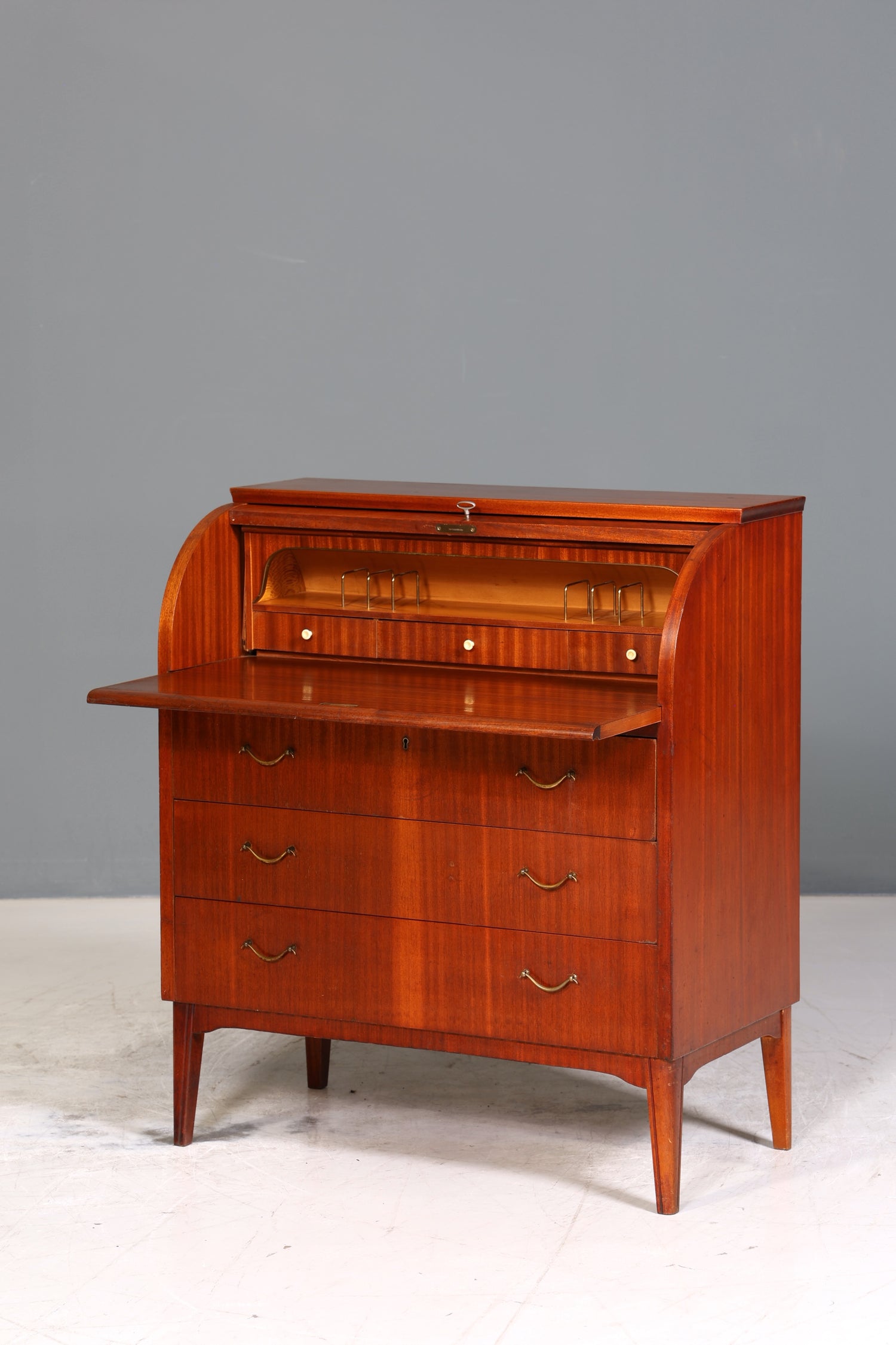 Traumhafter Mid Century Rollladen Sekretär Danish Design echt Holz Rollladen Kommode