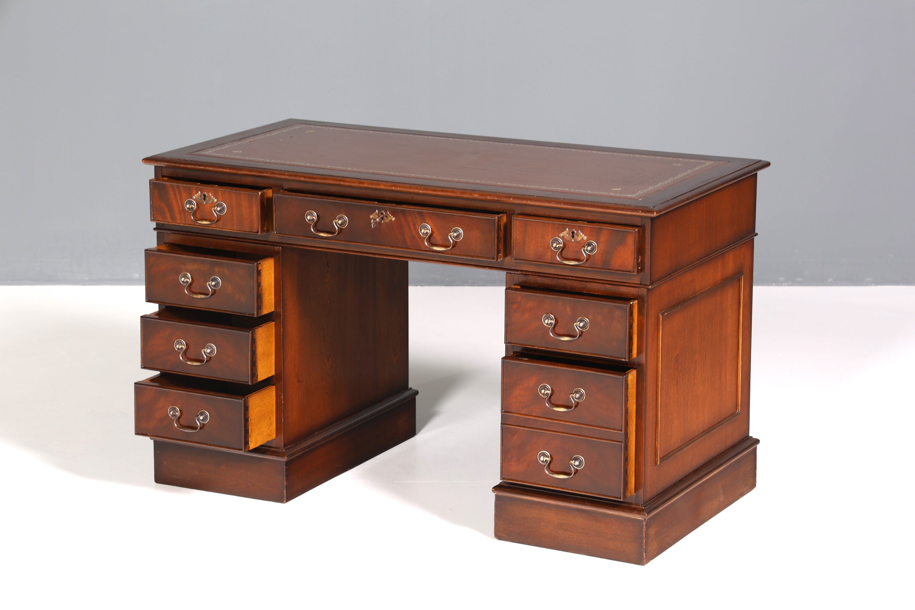 Wunderschöner Englischer Schreibtisch echt Lederauflage Bürotisch Antik Stil Office Desk