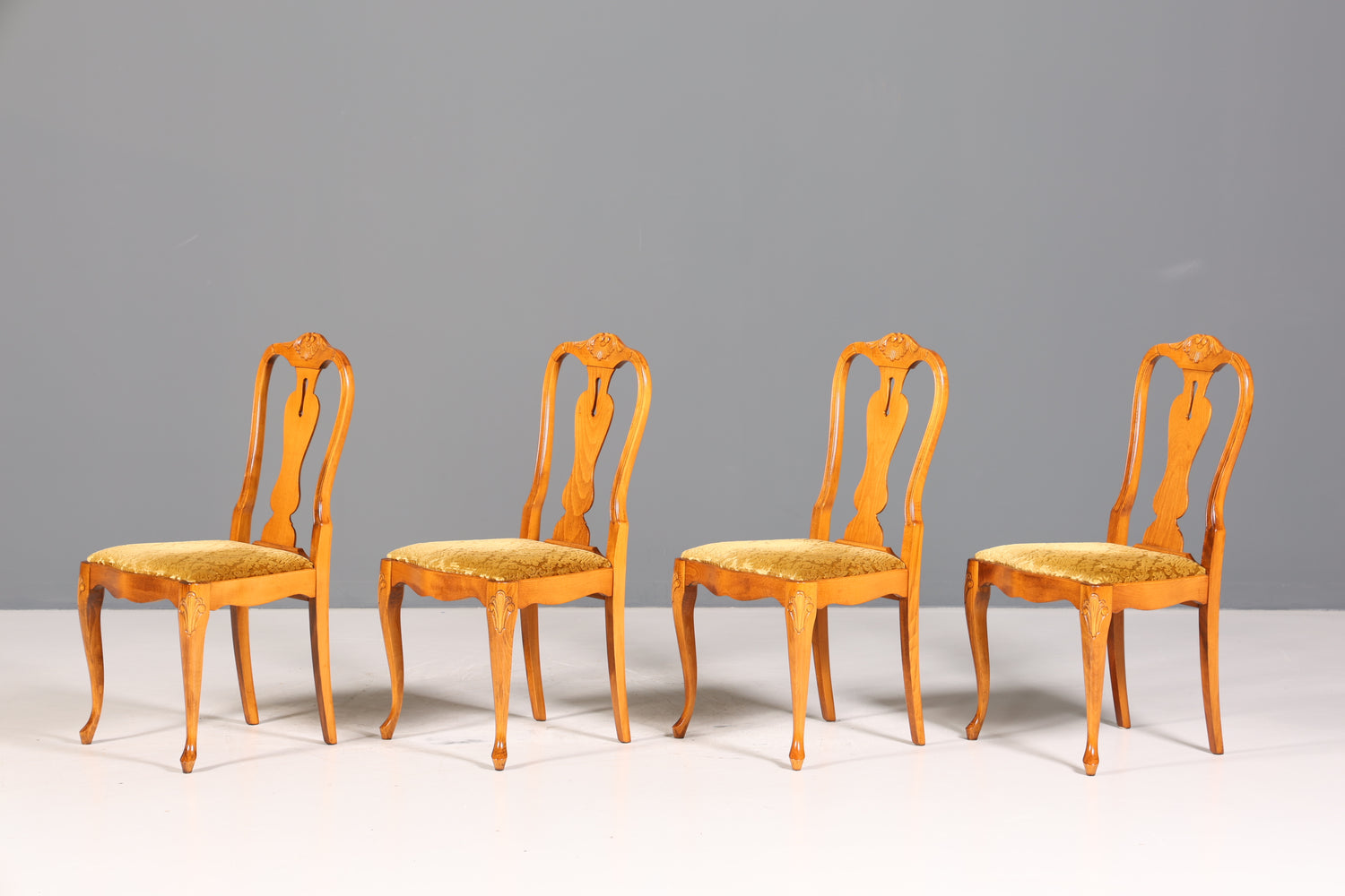 4x Wunderschöne Chippendale Stühle Barock Stil Stuhlset Polsterstuhl Set Küchenstühle Esszimmer Stühle