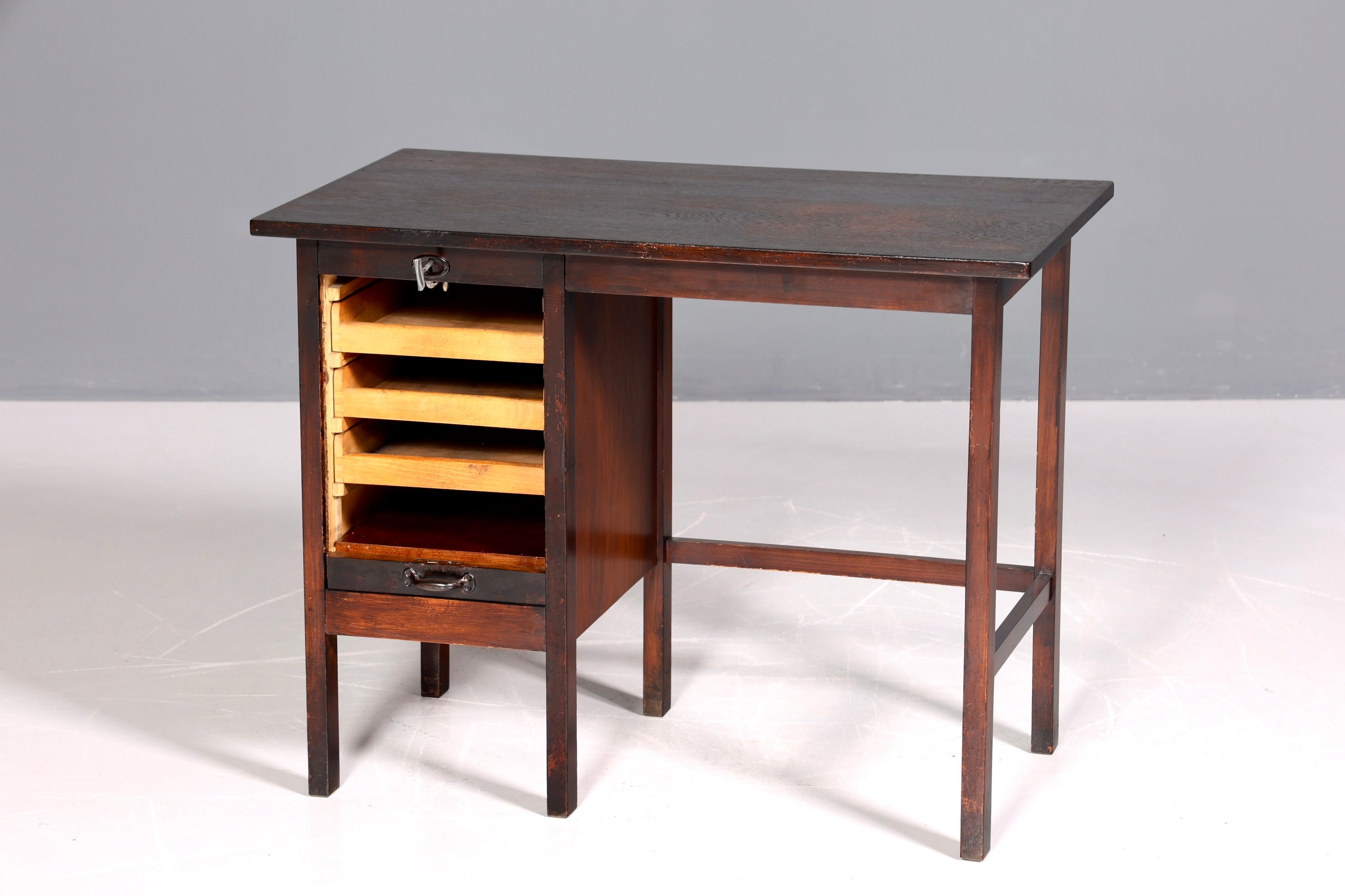 Stilvoller Bauhaus Rollladen Schreibtisch Mid Century echt Holz Bürotisch Office Table