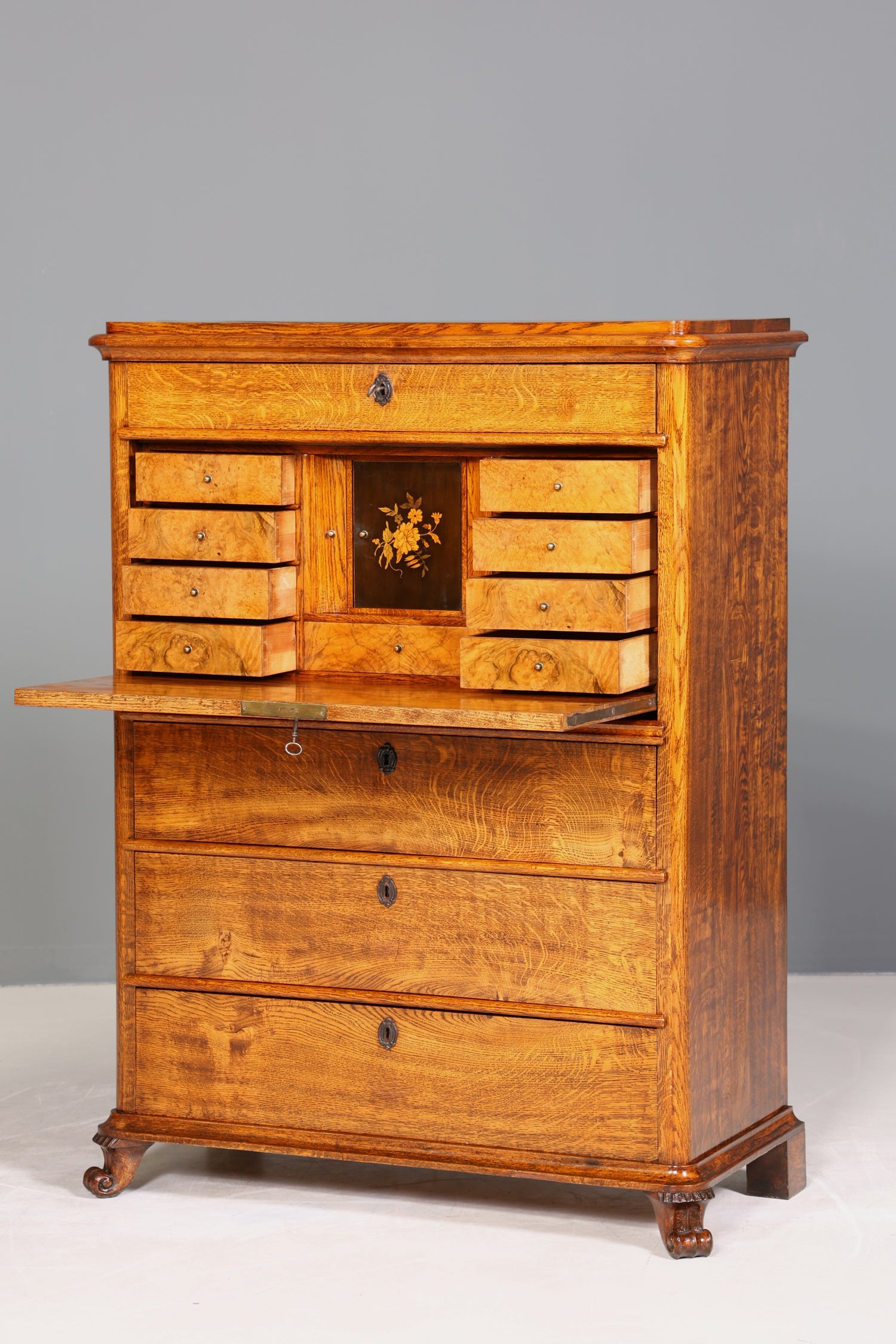 Wunderschöner Biedermeier Sekretär Vertiko Louis Philippe Highboard Kommode Schubladenkommode