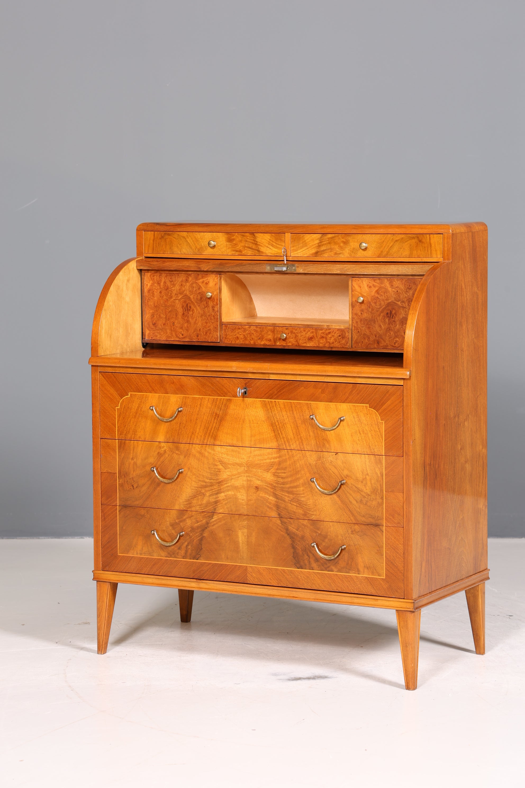 Traumhafter Mid Century Rollladen Sekretär echt Holz Büro Schrank Vintage Schreibkommode
