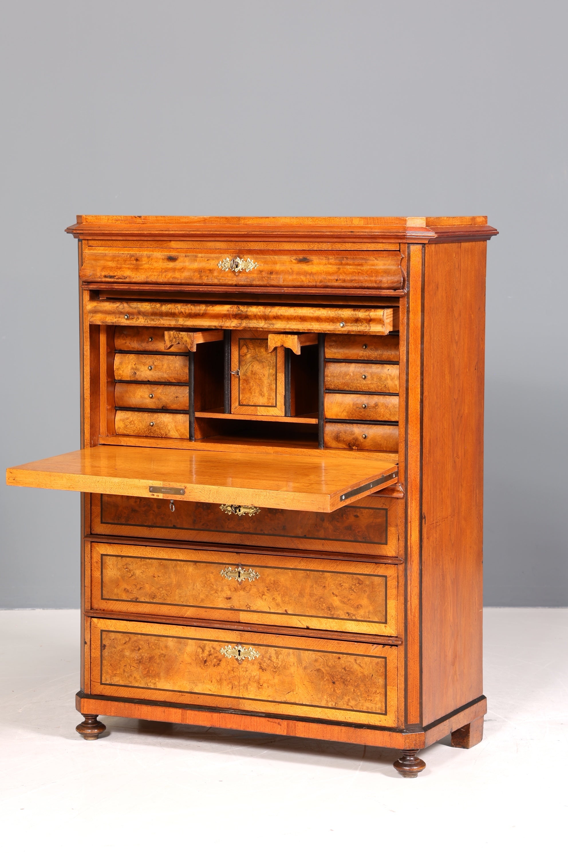 Stilvoller Gründerzeit Sekretär Vertiko Highboard Jugendstil Kommode Schrank um 1900