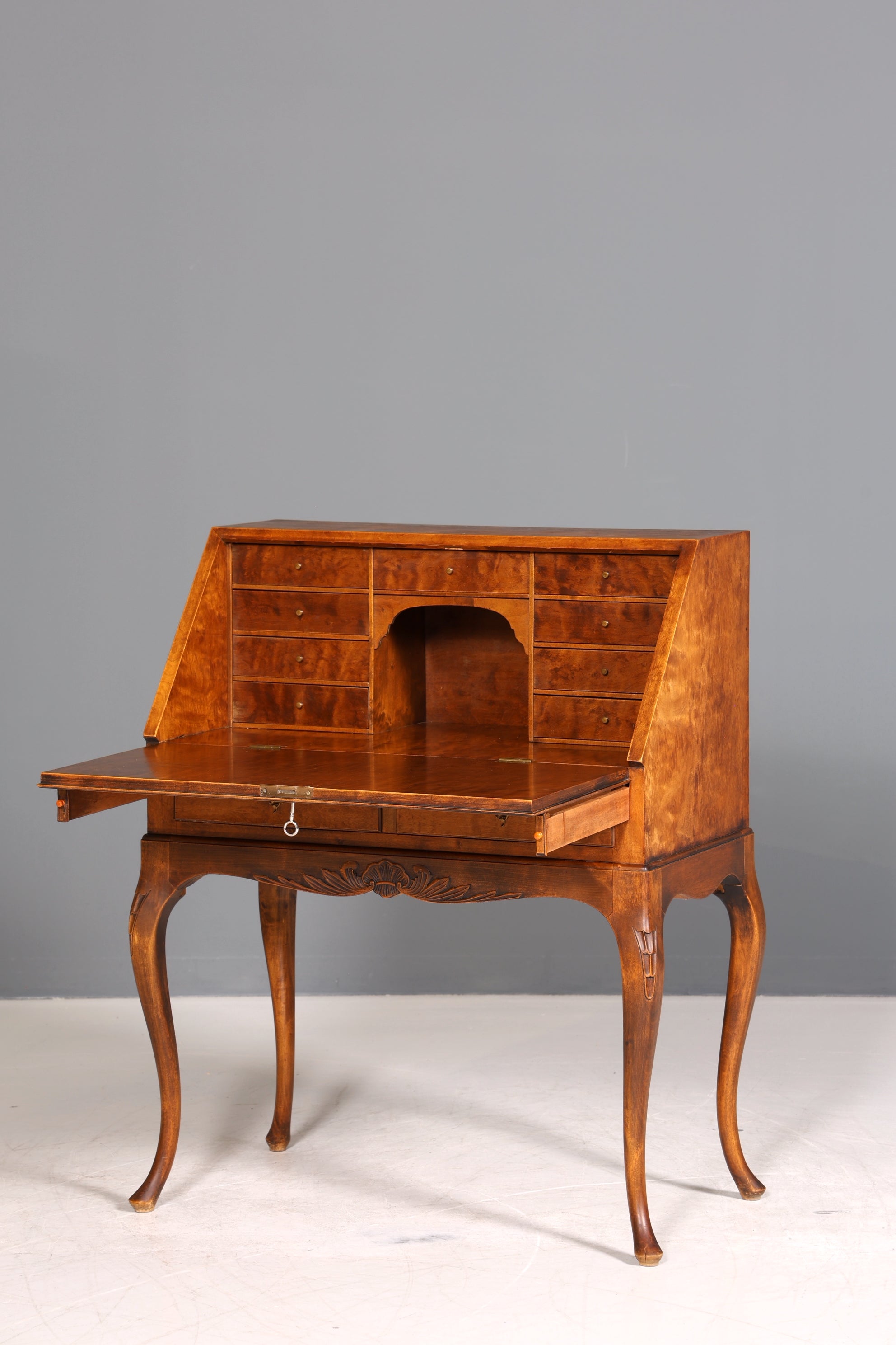 Filigraner Sekretär Chippendale Stil Antik um 1940 Büro Kommode Schreibkommode