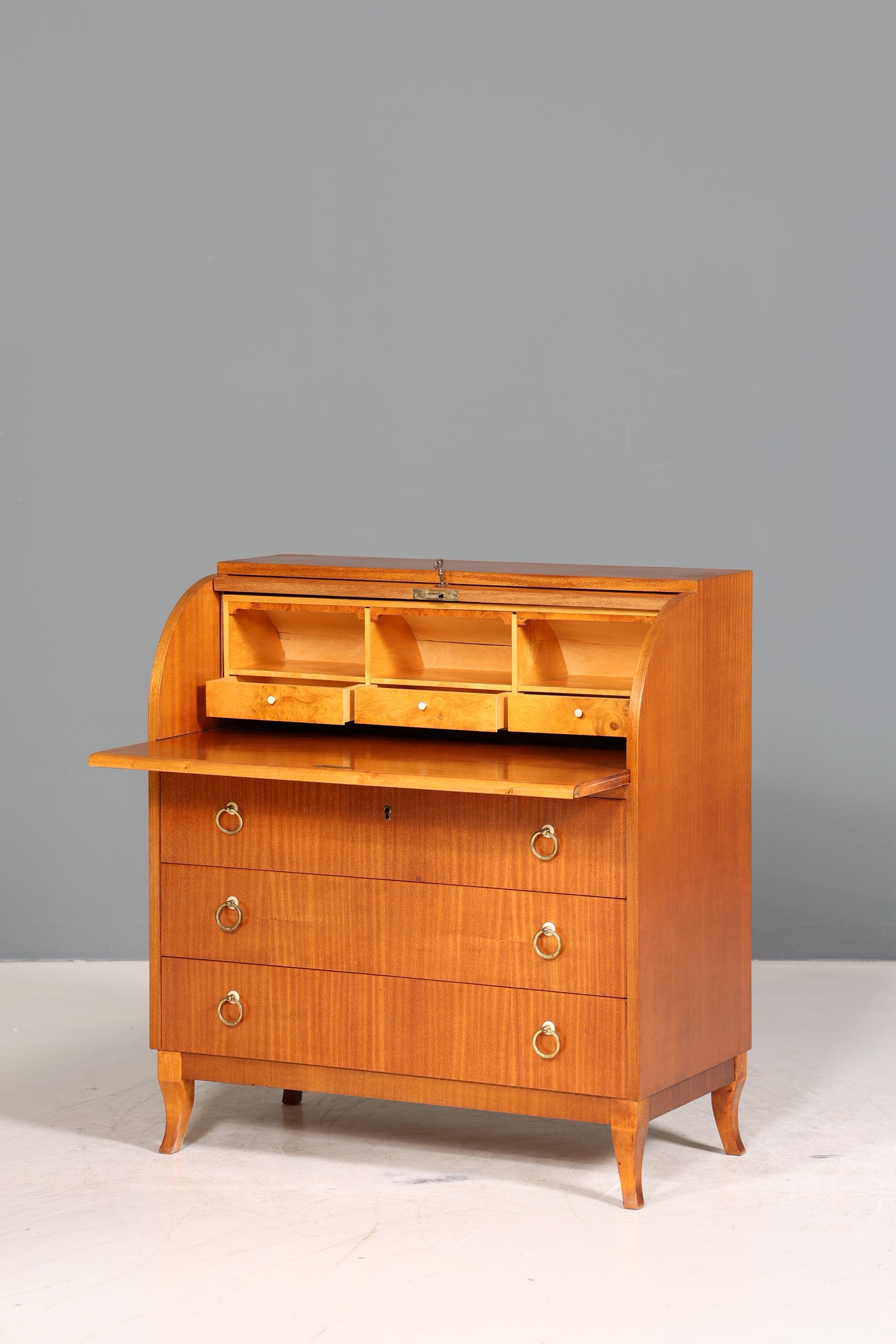 Traumhafter Mid Century Rollladen Sekretär echt Holz Büro Schrank Retro Schreibkommode