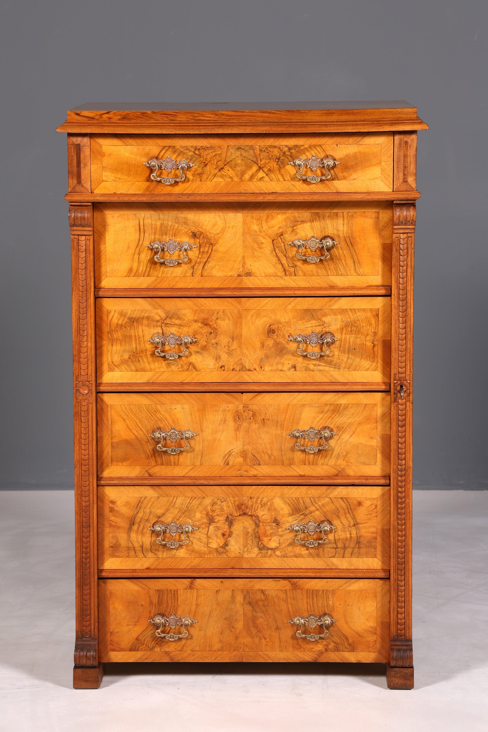 F898 Finish cm Wunderschöne Gründerzeit Kommode Jugendstil Vertiko Schubladenkommode Antik Wäschekommode