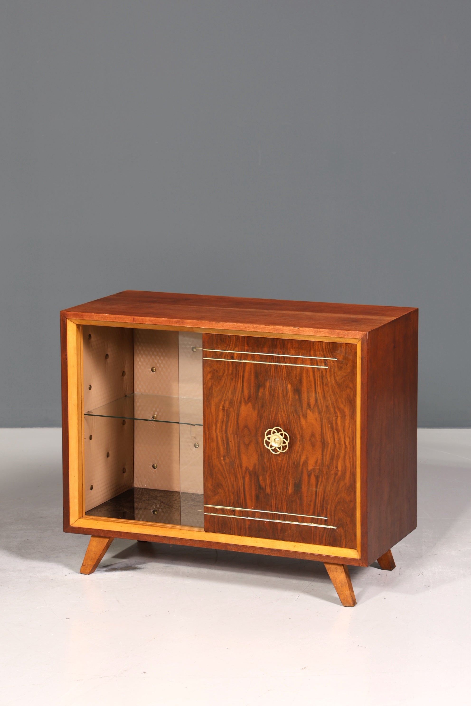 Wunderschönes Mid Century Sideboard Vintage Vitrine Schiebetür Kommode Bar Schrank 60s