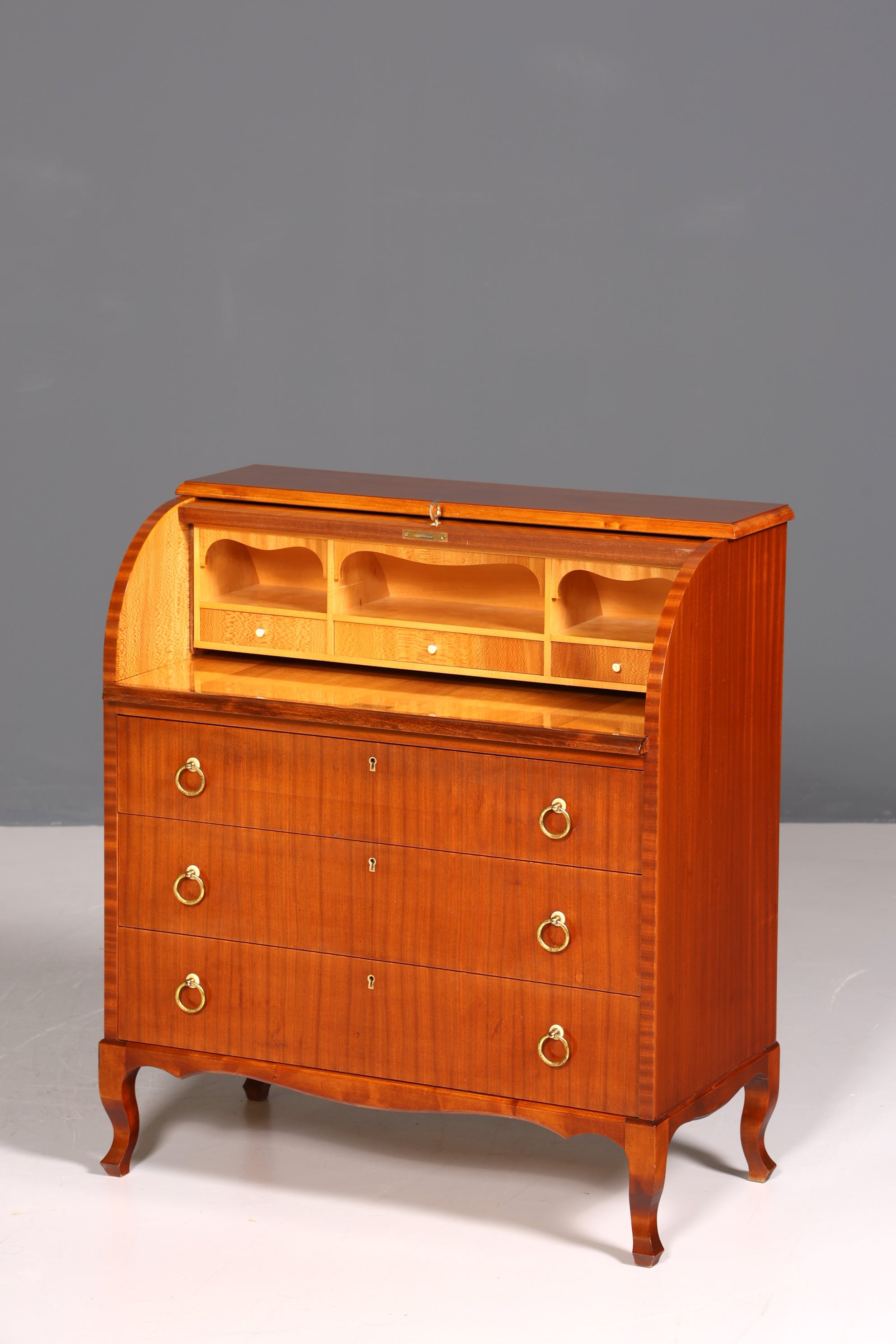 Wunderschöner Mid Century Rollladen Sekretär echt Holz Büro Schrank Vintage Schreibkommode 60s