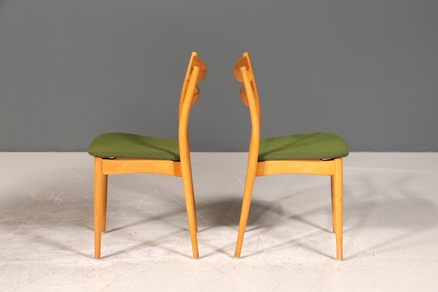 2x Schlichte Mid Century Stühle Retro Stuhlset Danish Design Küchenstühle Esszimmer Stühle