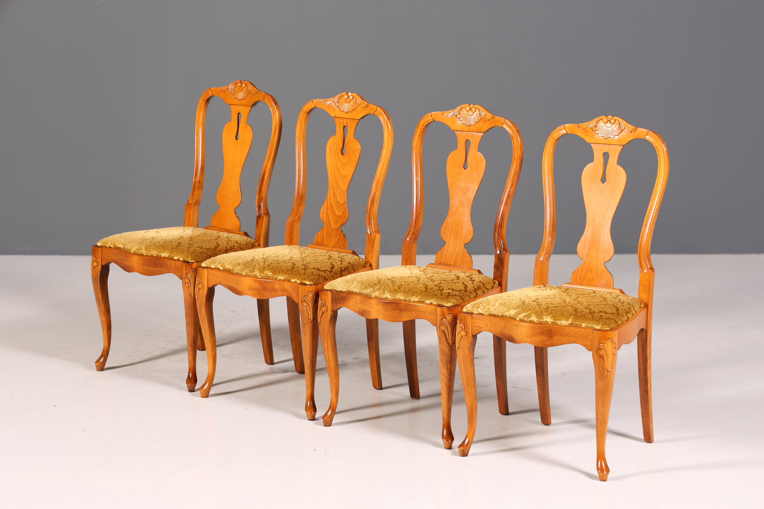 4x Wunderschöne Chippendale Stühle Barock Stil Stuhlset Polsterstuhl Set Küchenstühle Esszimmer Stühle