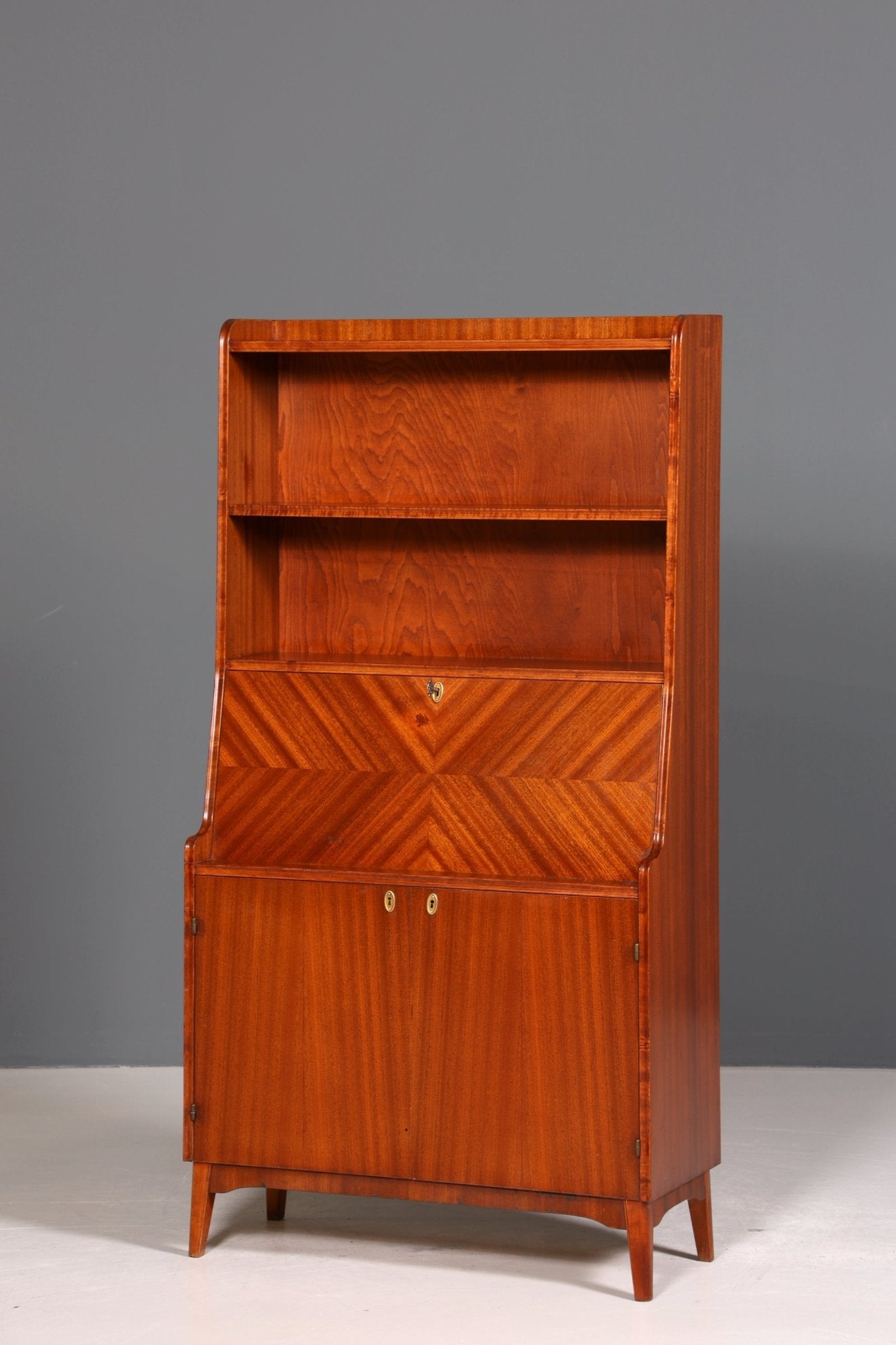 Wunderschöner Mid Century Schrank Bücherregal Vintage Sekretär Highboard Holz Regal