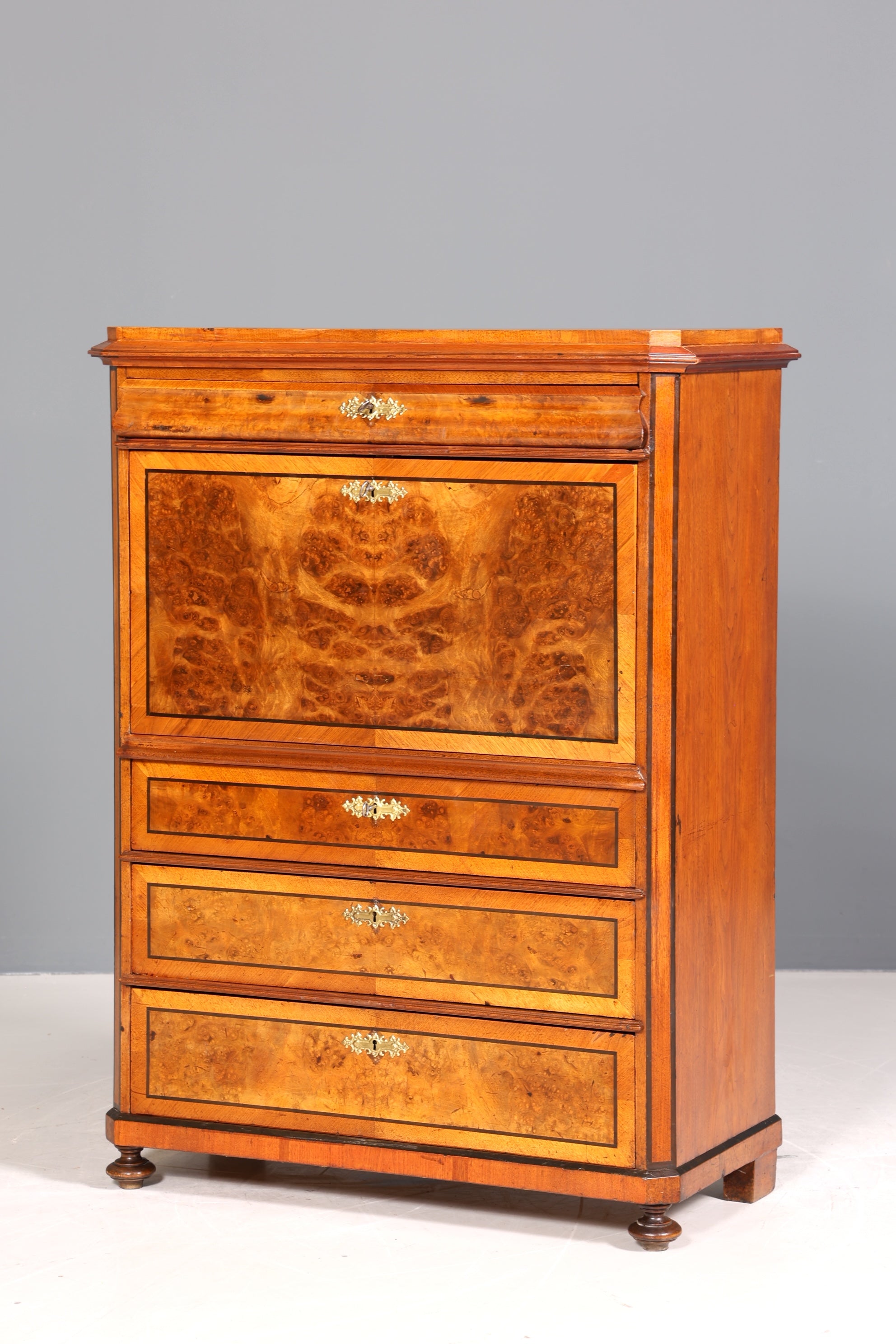 Stilvoller Gründerzeit Sekretär Vertiko Highboard Jugendstil Kommode Schrank um 1900