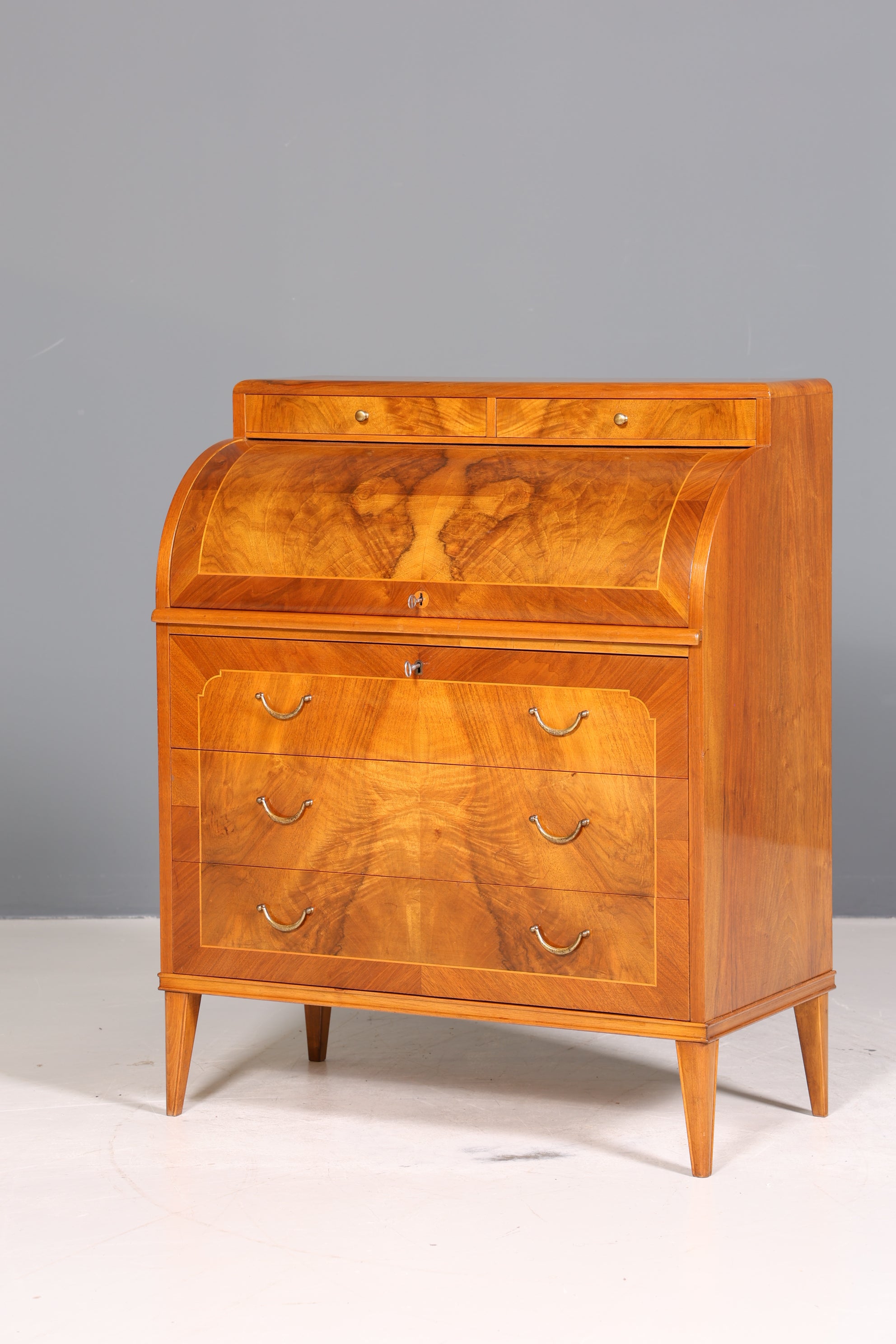 Traumhafter Mid Century Rollladen Sekretär echt Holz Büro Schrank Vintage Schreibkommode