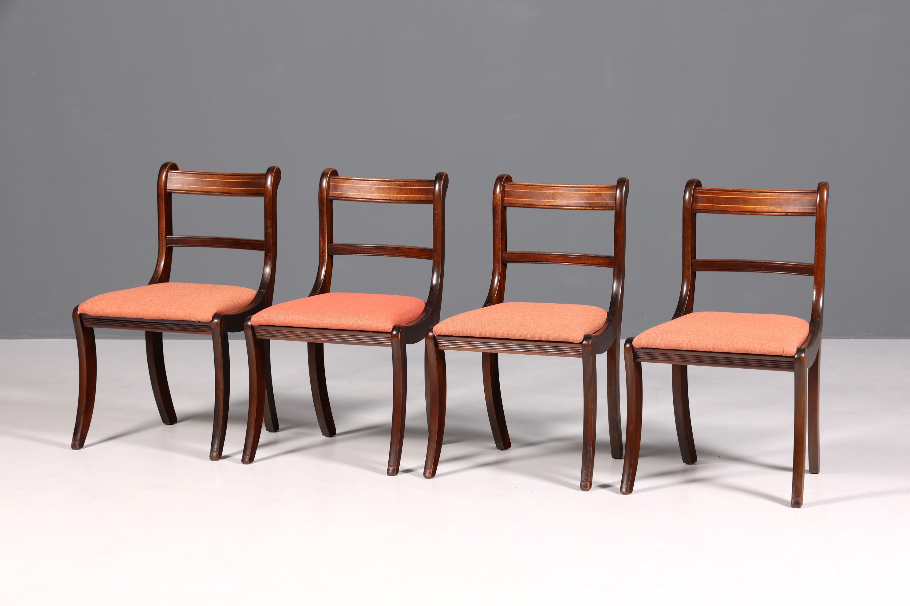 4x Edle Englische Stühle Englisch Dining Chairs Mahagoni Küchenstühle Stuhlset