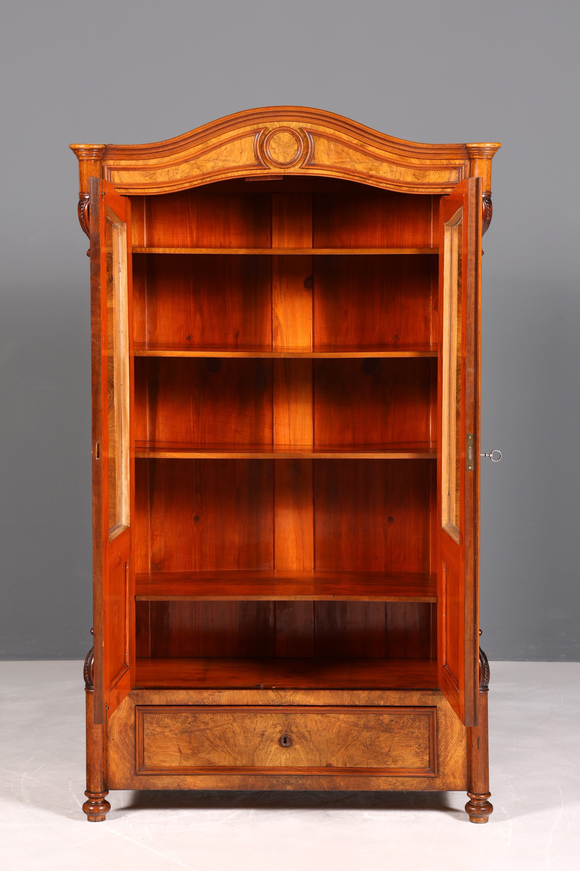 Traumhafte Louis Philippe Vitrine Antik Biedermeier Schrank echt Holz um 1880