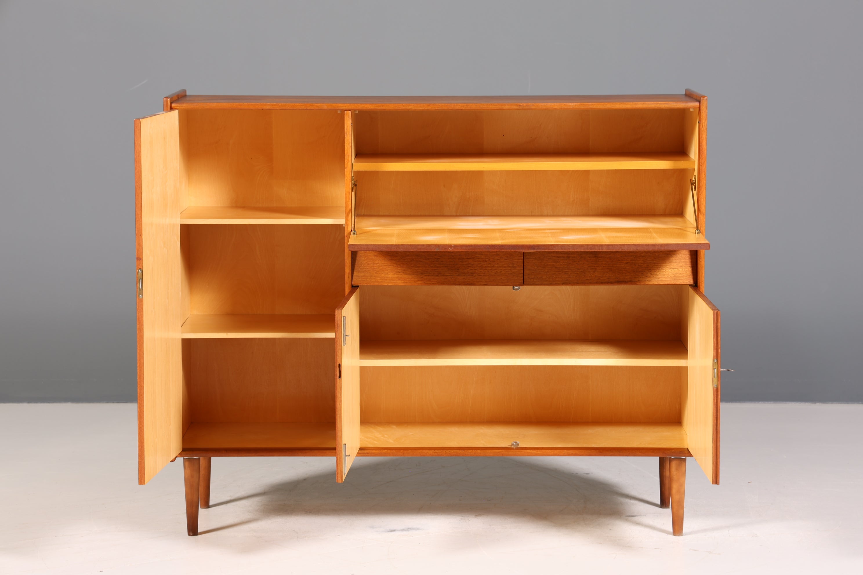 Wunderschönes Mid Century Highboard echt Holz Bar Schrank Büro Kommode 60er Jahre