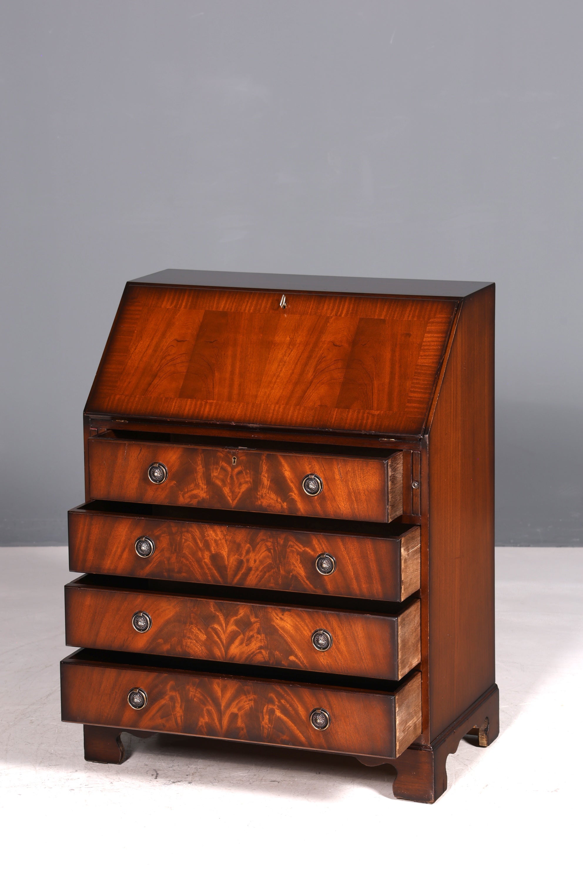 Wunderschöner Englischer Sekretär echt Lederauflage Schreibkommode Mahagoni Schreibtisch Kommode