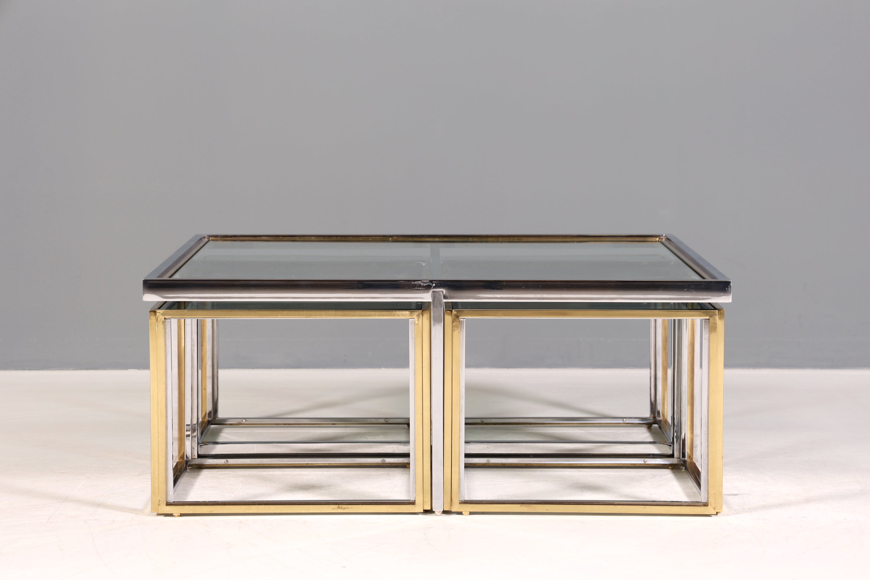 Wunderschöner Original Maison Charles Tisch Chrome Mid Century Coffee Table 70s Couchtisch 5-teilig Wohnzimmer Tisch