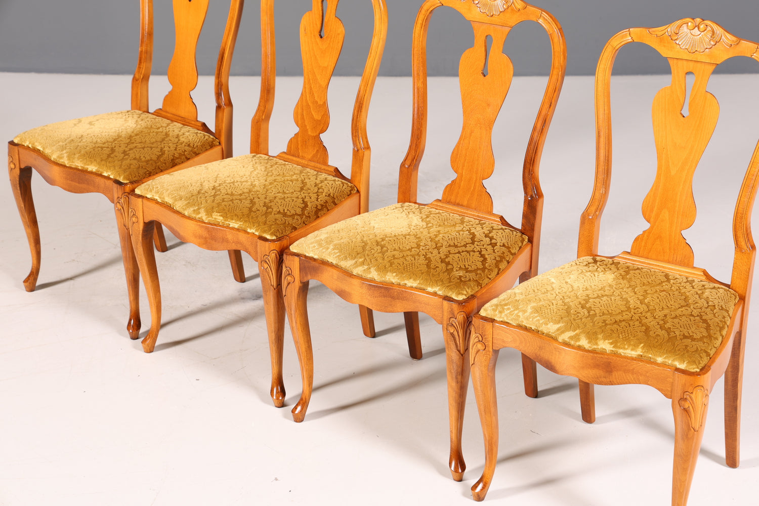 4x Wunderschöne Chippendale Stühle Barock Stil Stuhlset Polsterstuhl Set Küchenstühle Esszimmer Stühle