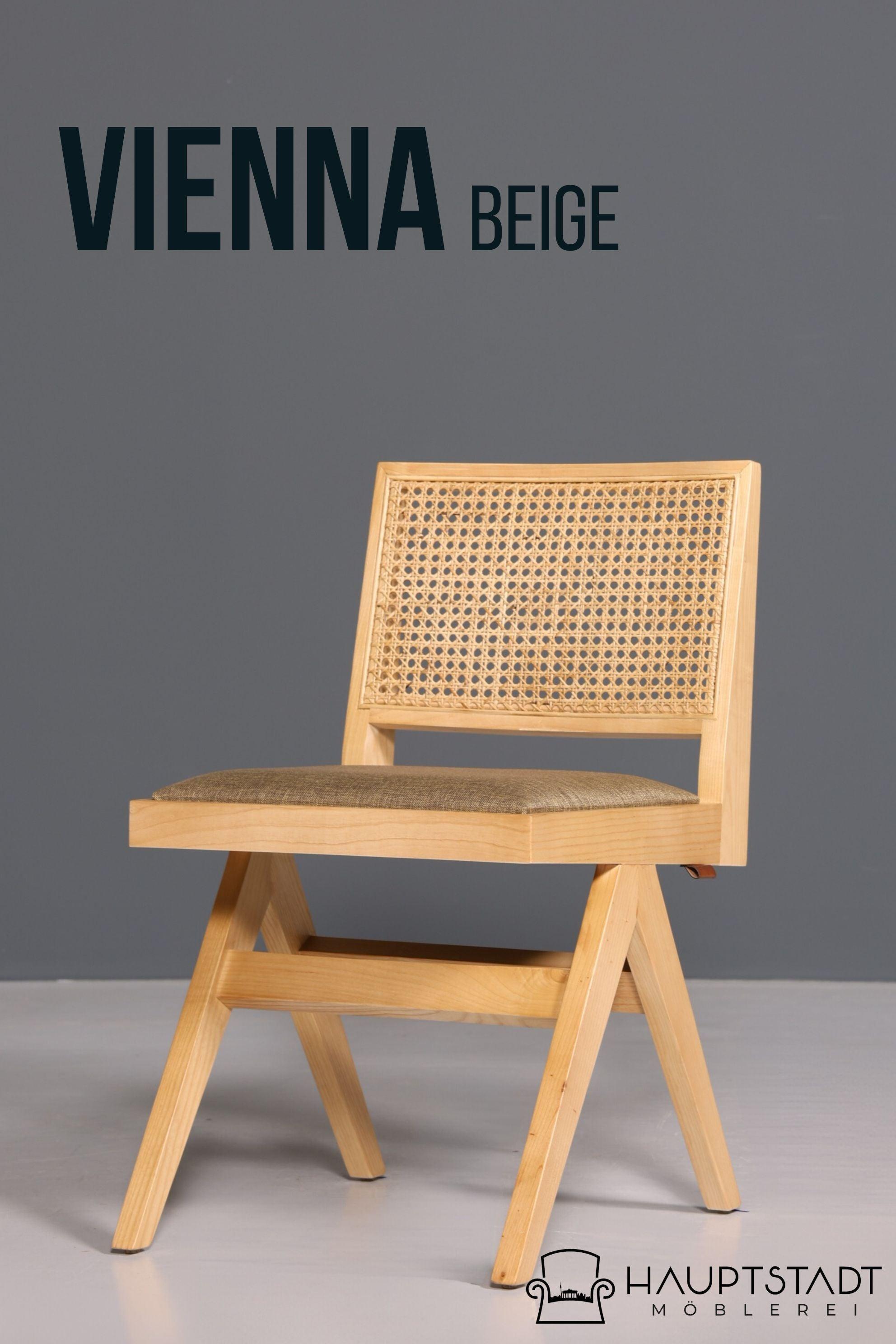 Edler "Vienna Beige" Stuhl Esszimmerstuhl mit Wiener Geflecht Korbgeflecht Schreibtischstuhl Lounge Stuhl