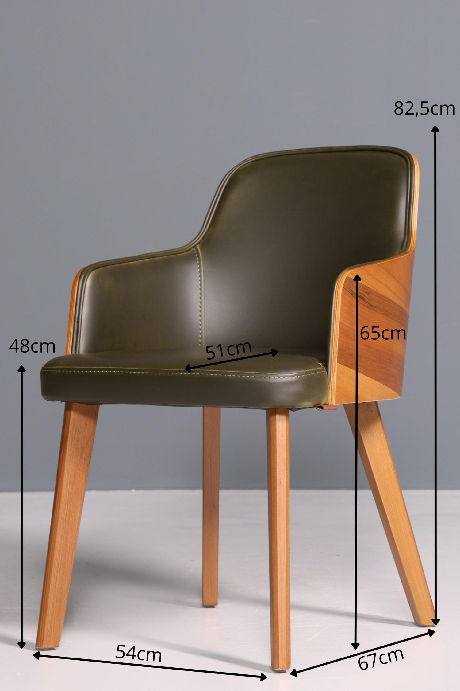 Edler Armlehnstuhl "Paolo- Green" Nussbaum Esszimmerstuhl Küchenstuhl grüner Sekretär Stuhl