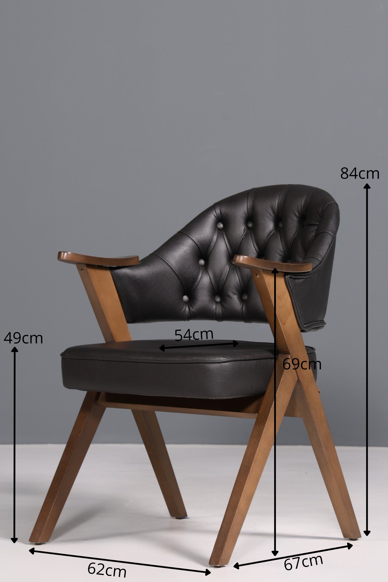 Luxuriöser "Manchester Black" Stuhl Chesterfield Stil  Bürostuhl Esszimmerstuhl Lounge Stuhl