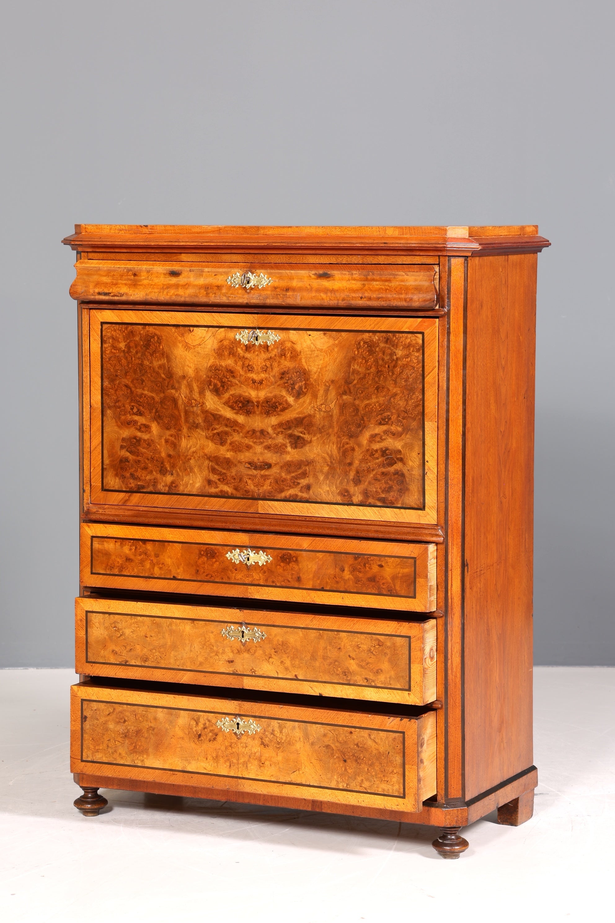Stilvoller Gründerzeit Sekretär Vertiko Highboard Jugendstil Kommode Schrank um 1900