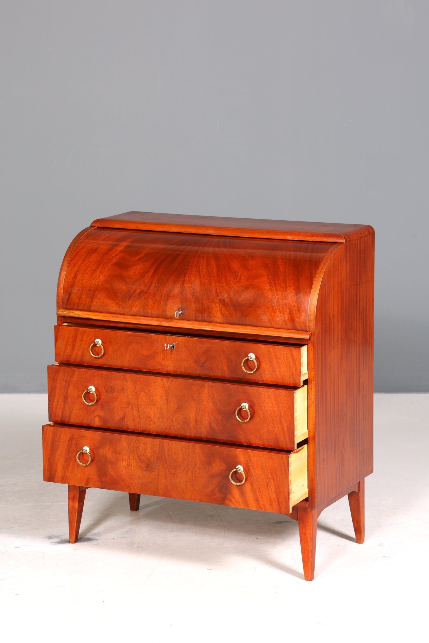 Traumhafter Mid Century Rollladen Sekretär echt Holz Büro Schrank Vintage Schreibkommode