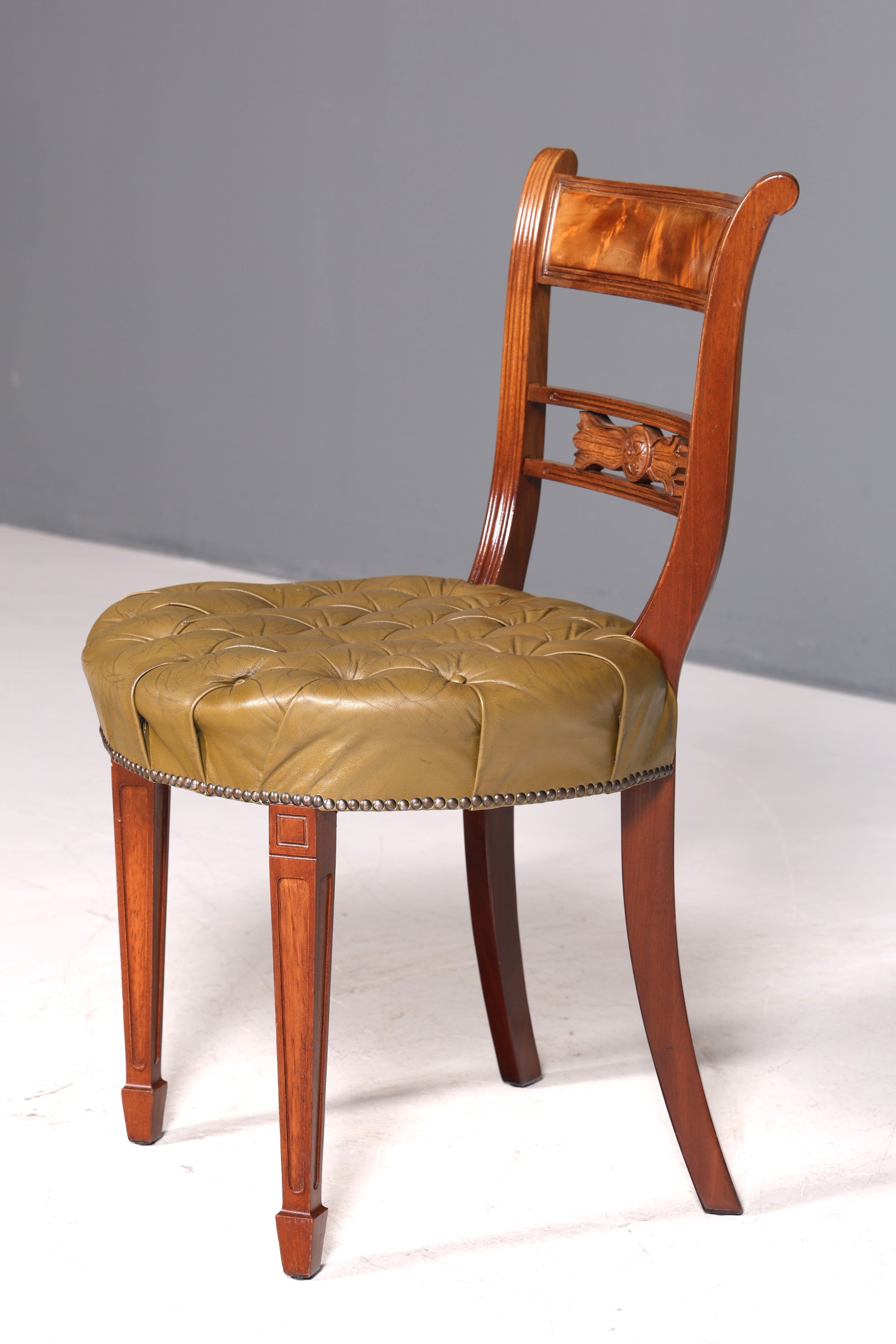 Wunderschöner Chesterfield Stuhl Anno Dom Sekretär Stuhl Englisch echt Leder Küchenstuhl 4 von 4