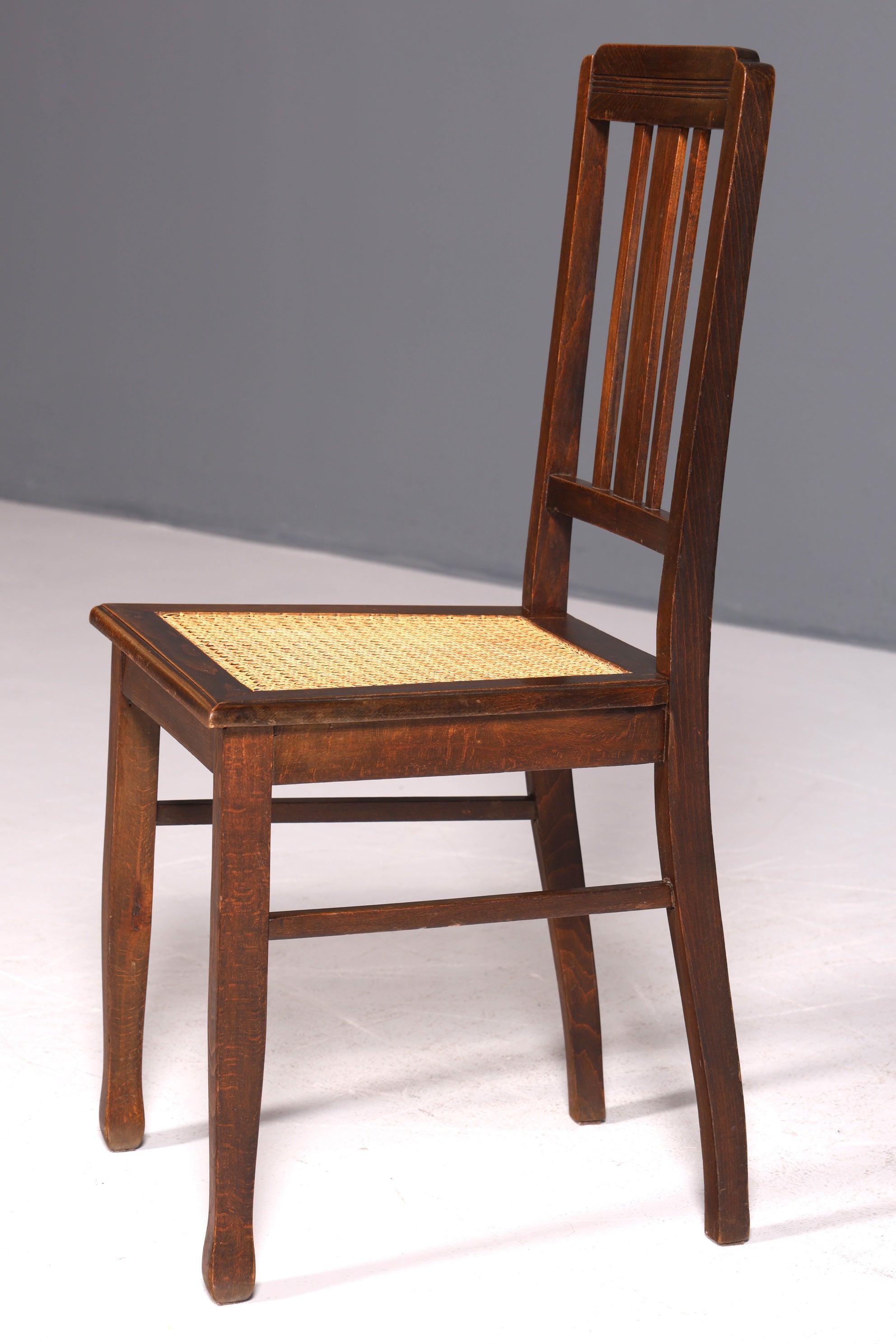 Traumhafter Jugendstil Stuhl Sekretär Stuhl Antik Eiche Korbgeflecht Küchenstuhl um 1900
