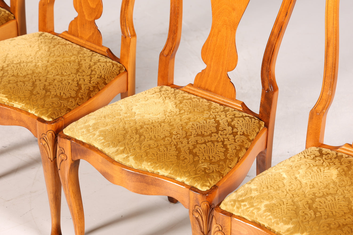 4x Wunderschöne Chippendale Stühle Barock Stil Stuhlset Polsterstuhl Set Küchenstühle Esszimmer Stühle