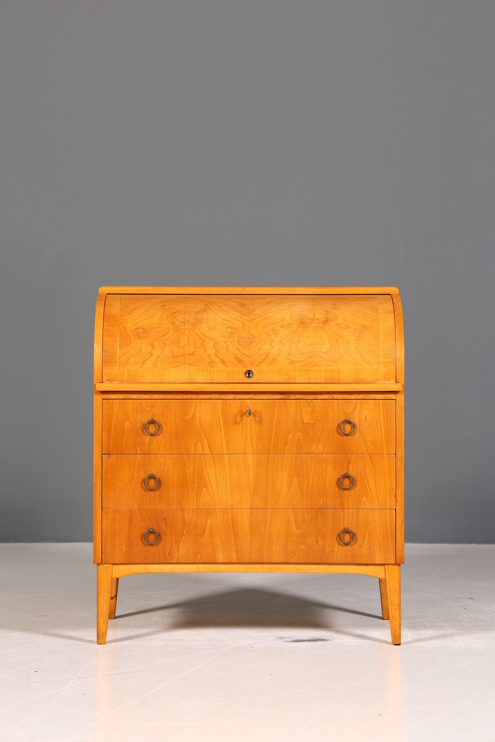 Wunderschöner Mid Century Rollladen Sekretär echt Holz Büro Schrank Vintage Schreibkommode 60s