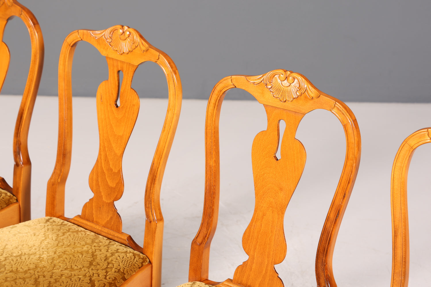 4x Wunderschöne Chippendale Stühle Barock Stil Stuhlset Polsterstuhl Set Küchenstühle Esszimmer Stühle