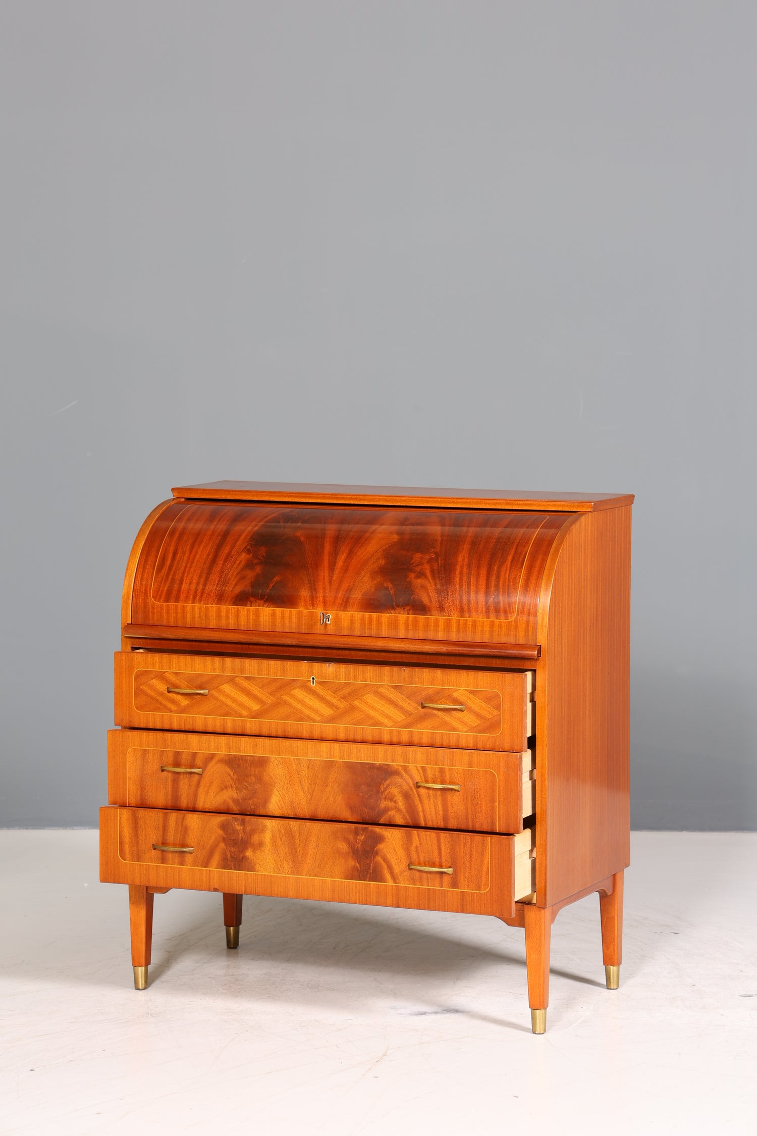 Traumhafter Mid Century Rollladen Sekretär echt Holz Schrank Office Kommode 60er Jahre