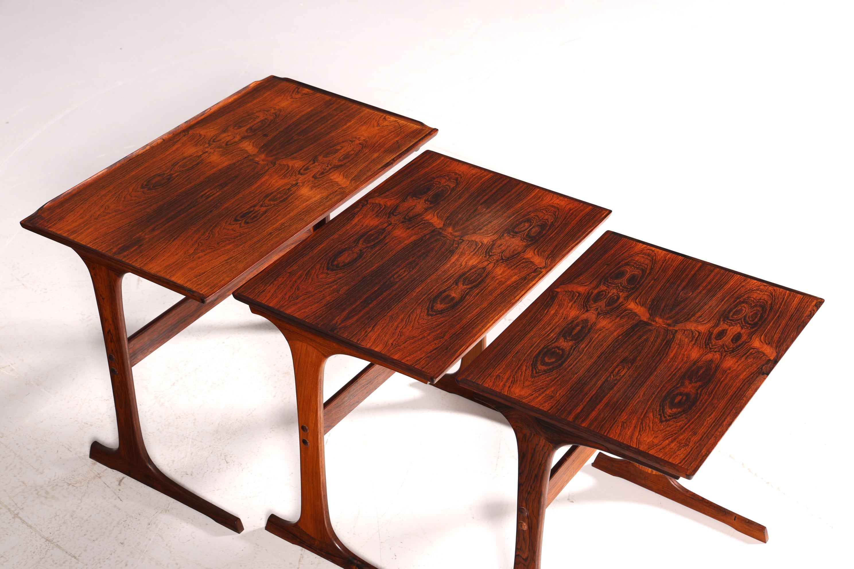 F874 Finish cm Filigranes Mid Century Tisch Set Couchtisch Teak Holz 3er Satz Ablagetisch Beistelltisch